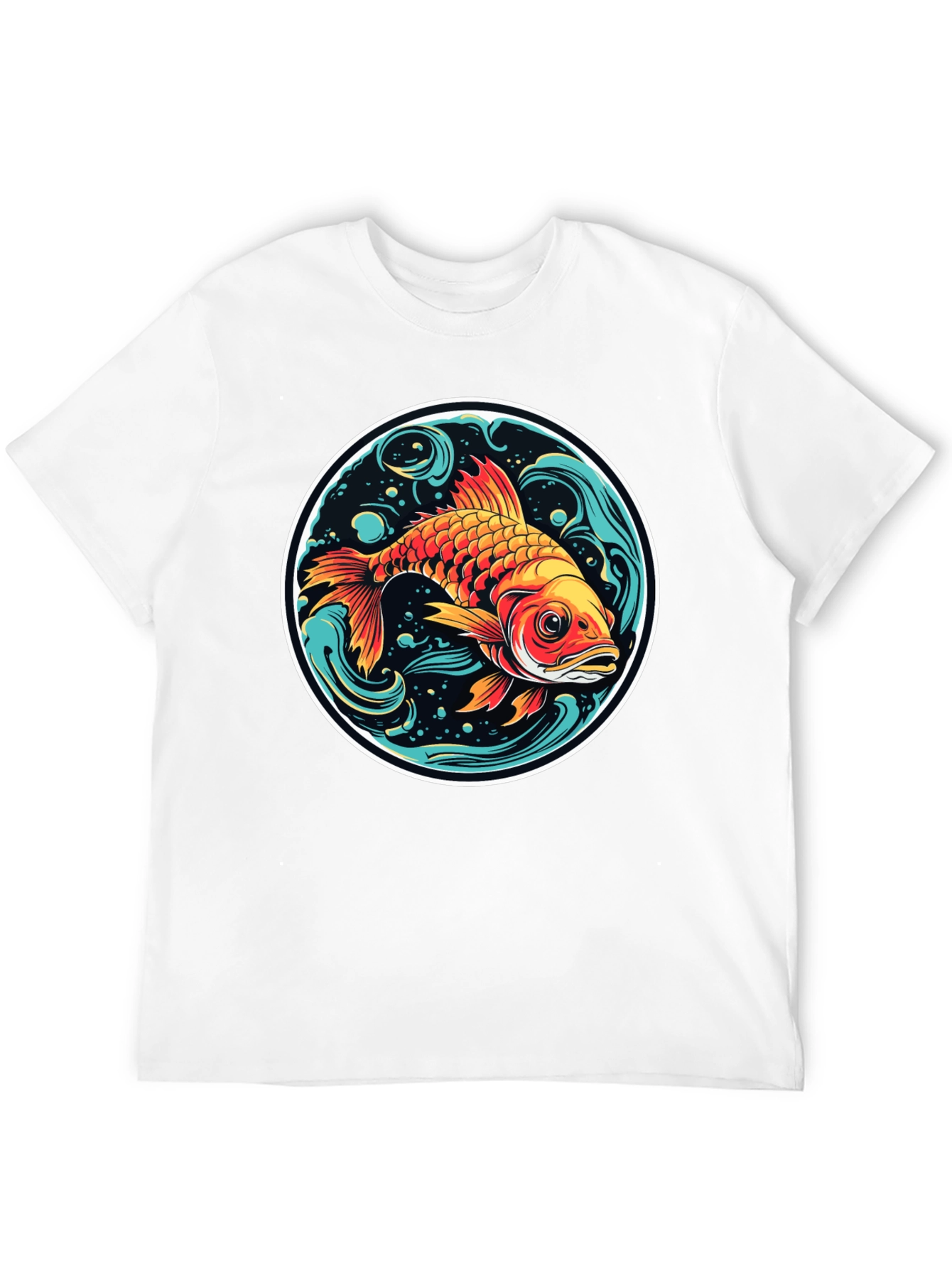 Black Koi Fish Graphic Tee - Black Cotton Blend view 12