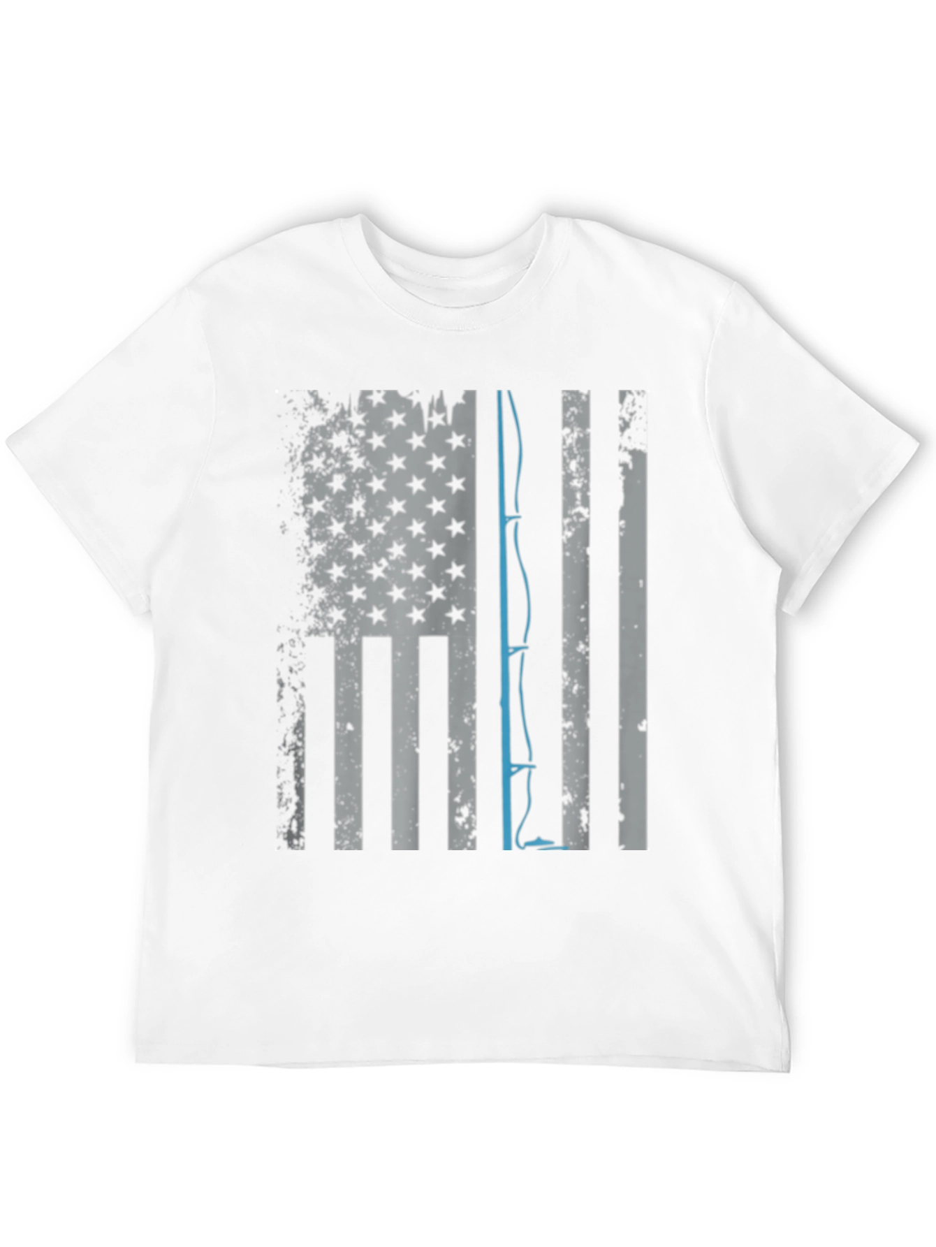 Black Fishing Rod USA Flag Graphic T-Shirt view 12