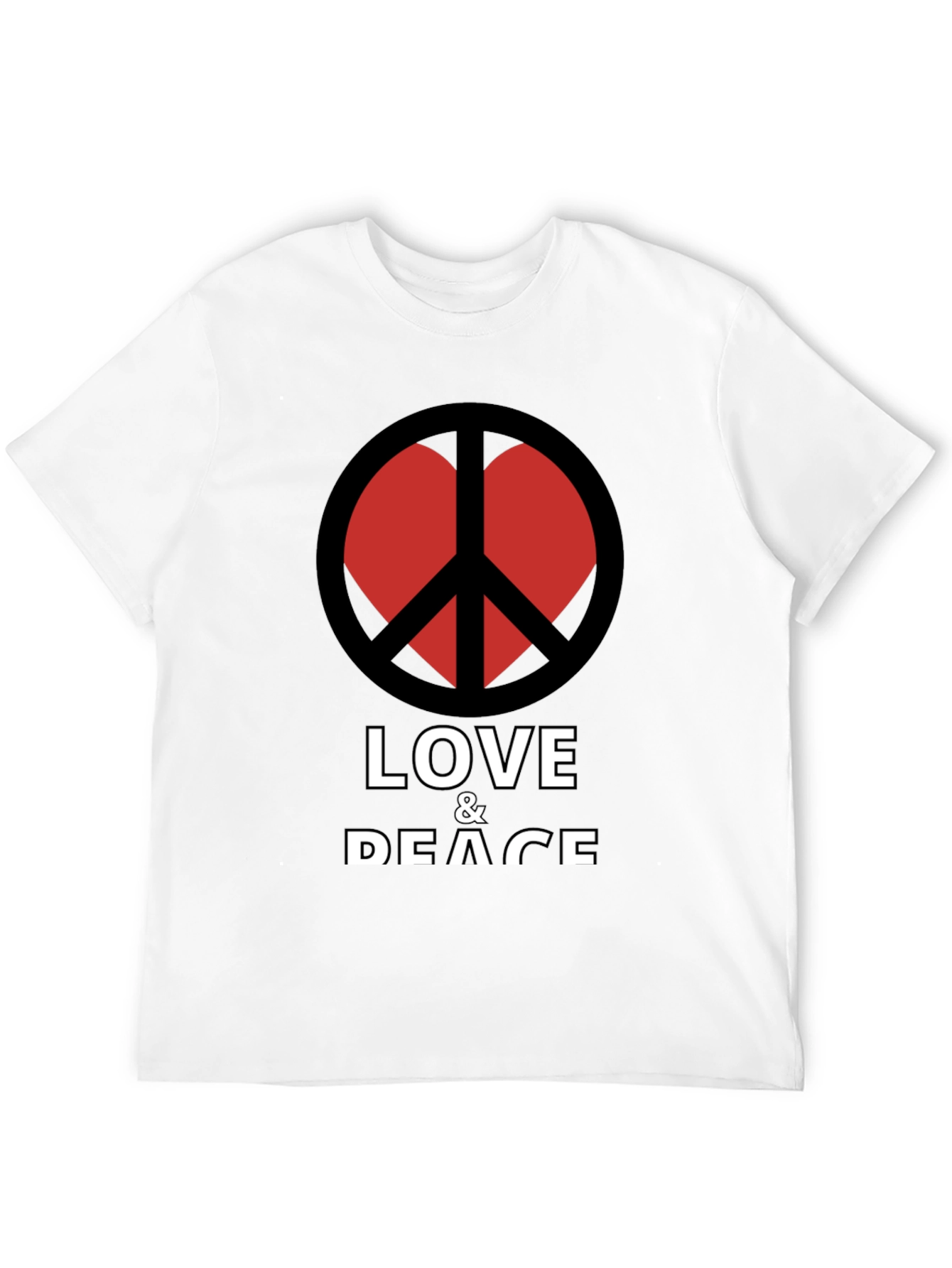 Black Love & Peace T-Shirt - Black Crew Neck Graphic Tee view 12