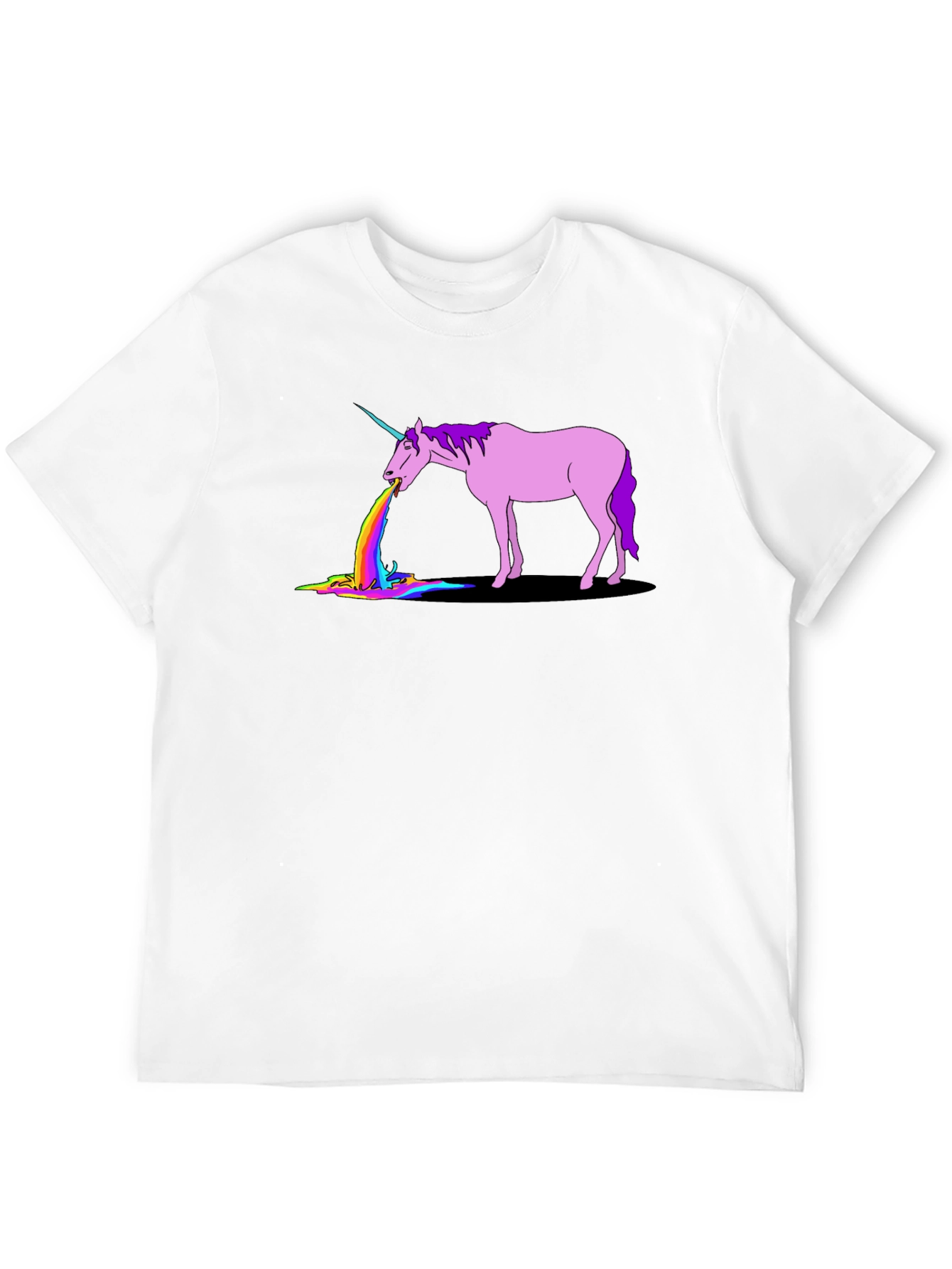 Black Unicorn Rainbow Puke Graphic T-Shirt view 12