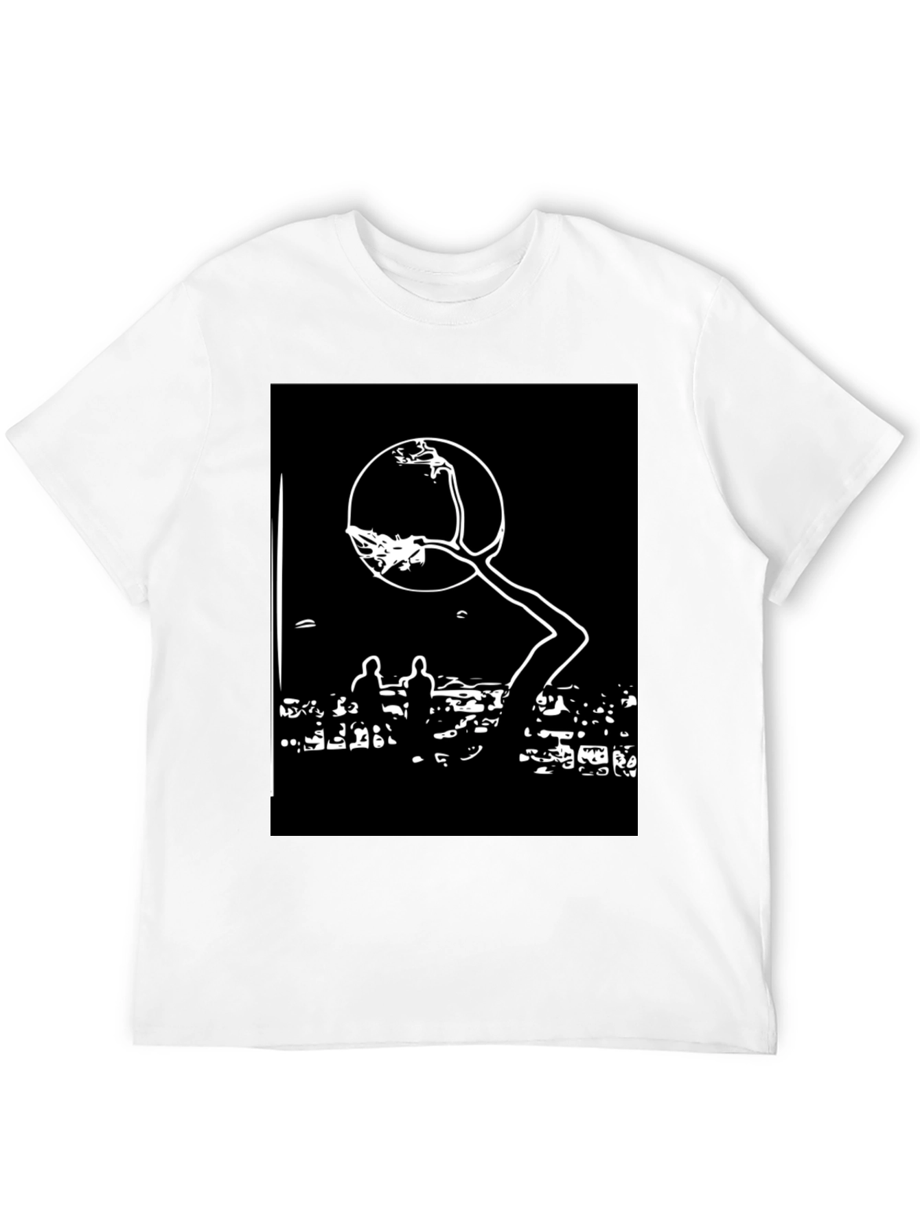 Black Abstract Art Tee: Urban Silhouette T-Shirt view 12