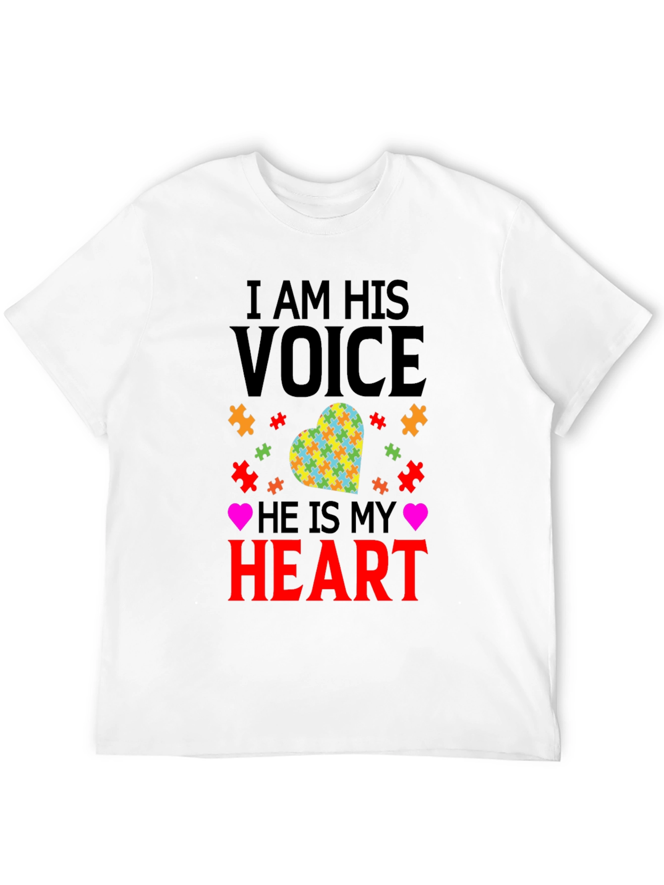 Black Autism Awareness T-Shirt - I Am His Voice view 12