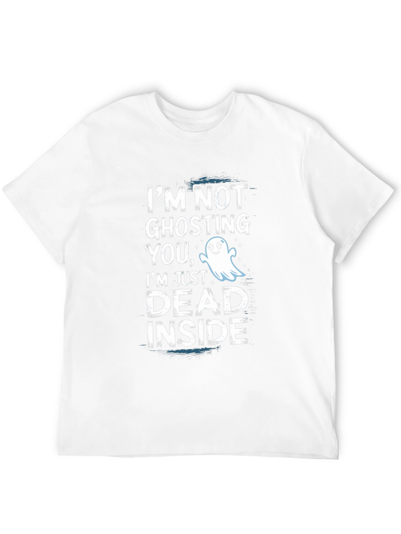 Black Dead Inside Ghost Graphic Tee - Funny Halloween Shirt view 12