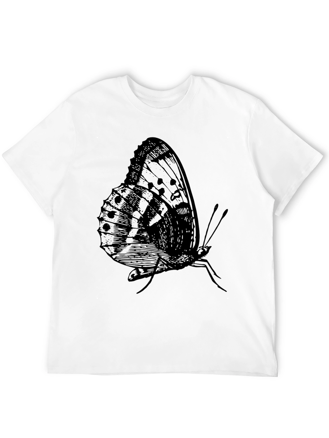 Black Butterfly Graphic Print Black T-Shirt for Men view 12