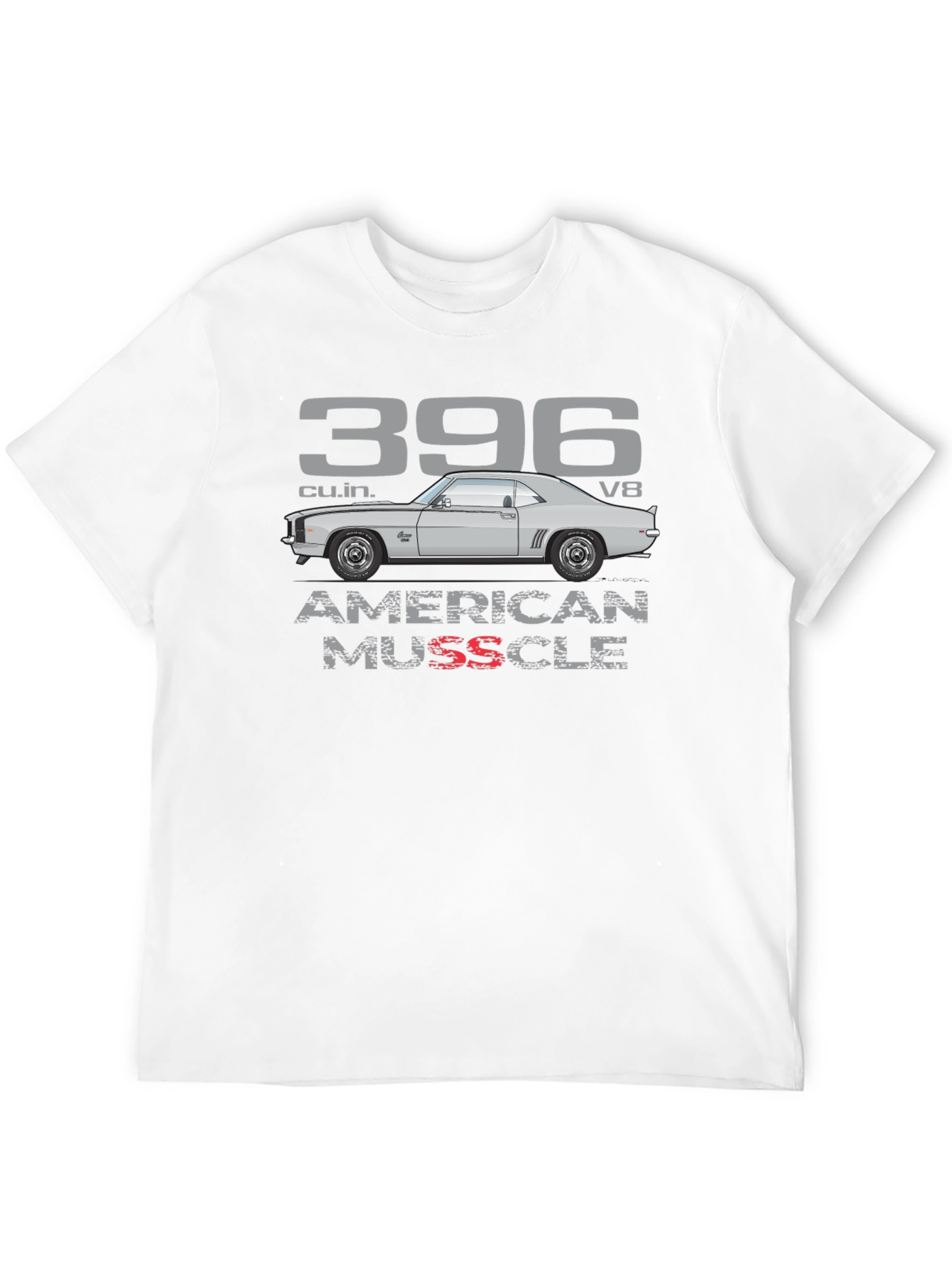 Black 396 American Muscle Car T-Shirt view 12