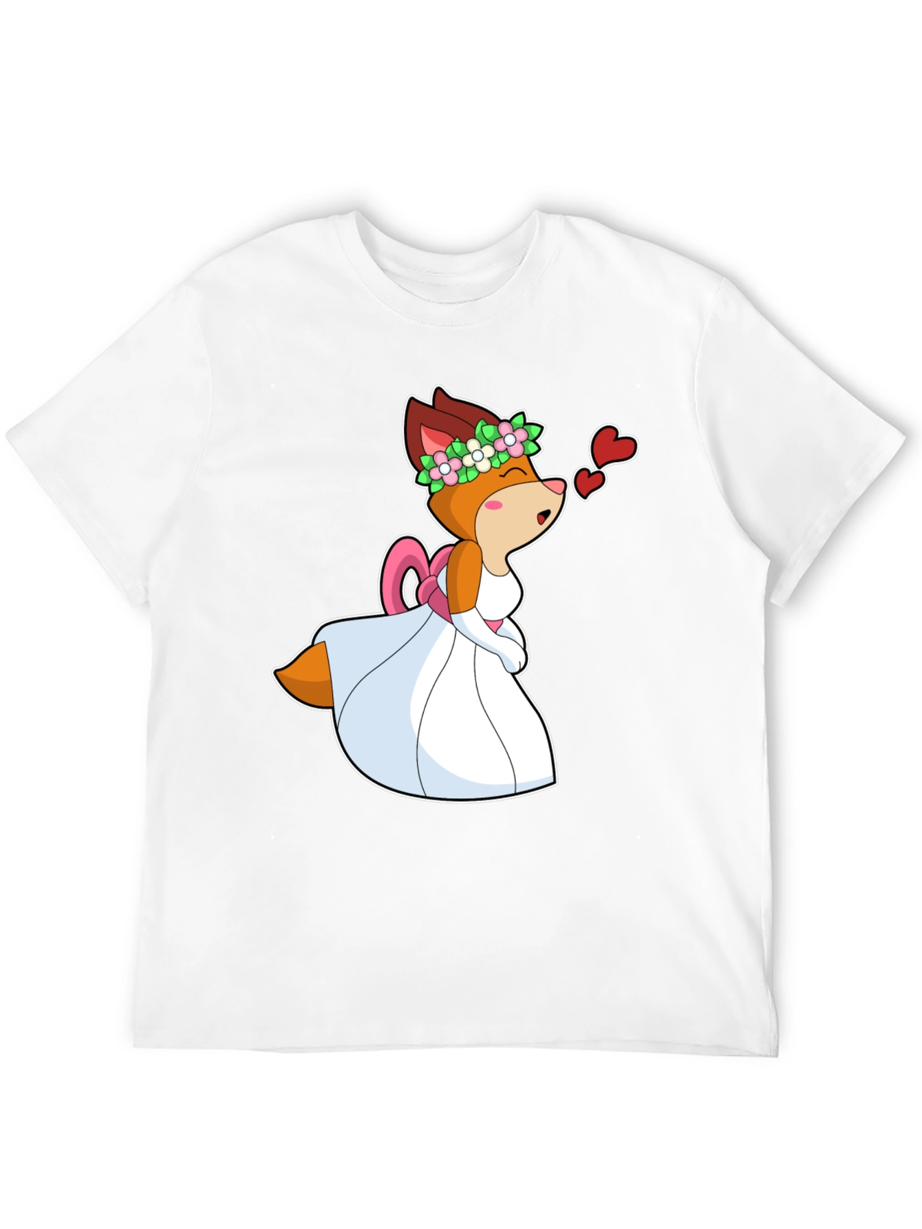 Black Cartoon Fox Bride T-Shirt - Love is in the Air! view 12
