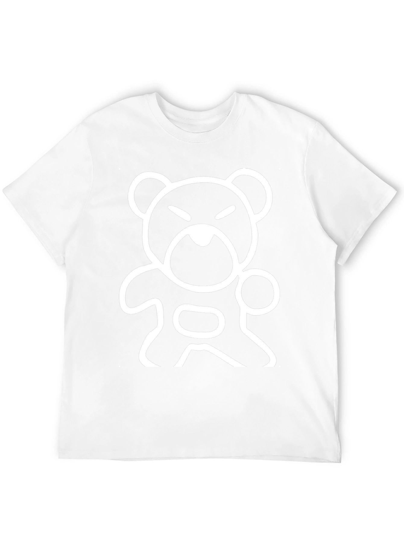 Black Men's Black T-Shirt with White Bear Graphic view 12