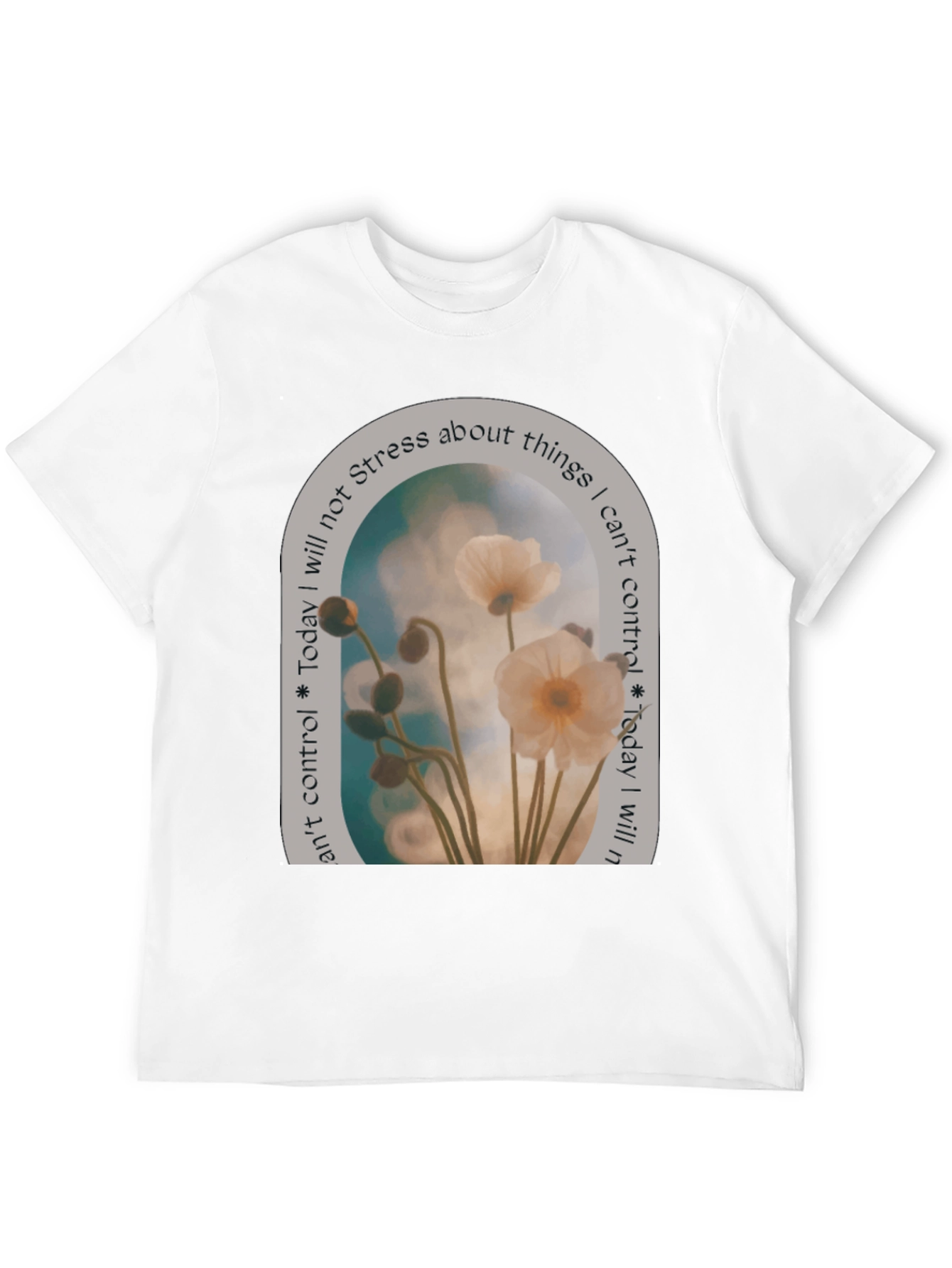 Black Floral Graphic T-Shirt: Stress Less, Control Less view 12