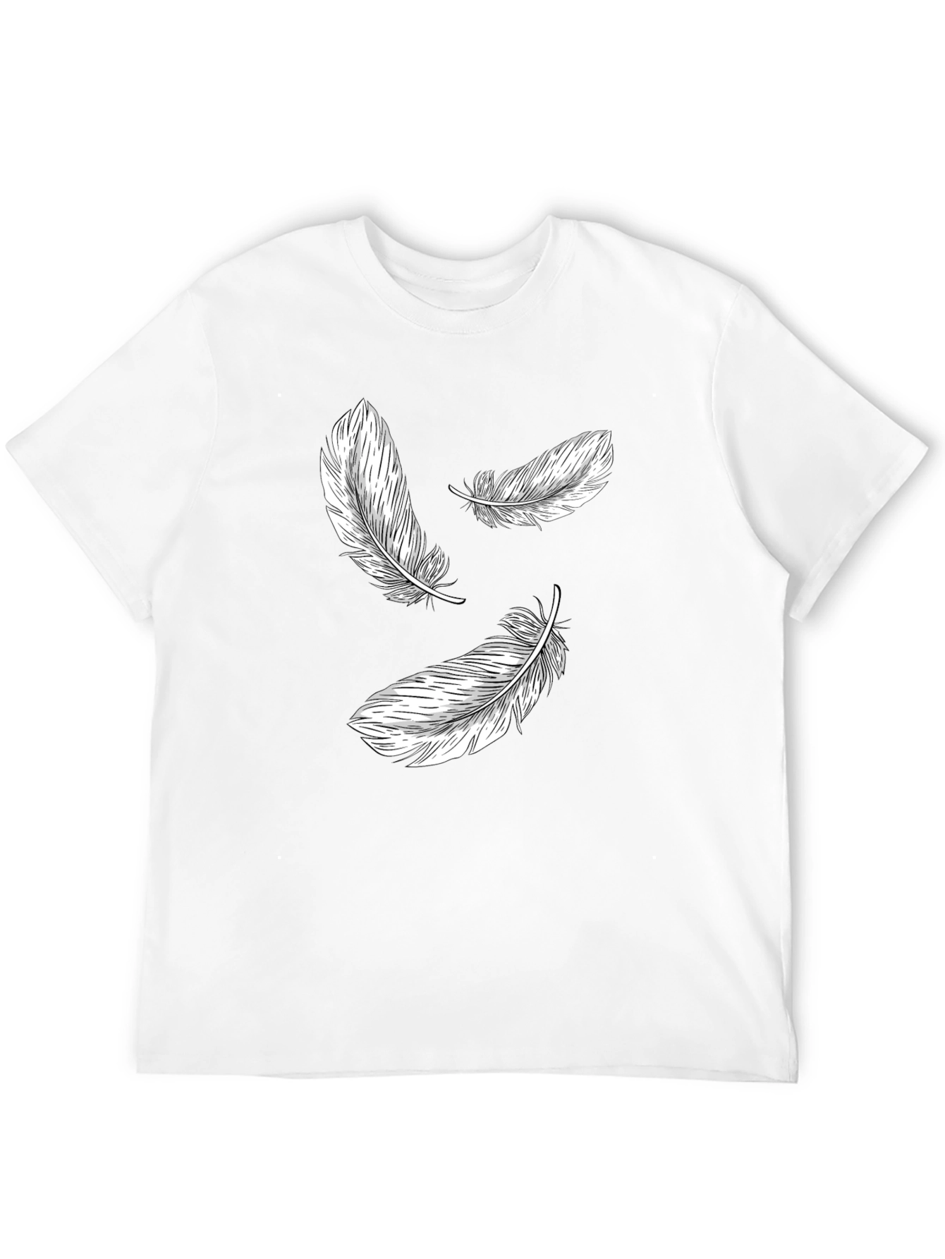 Black Feather Print Black T-Shirt view 12