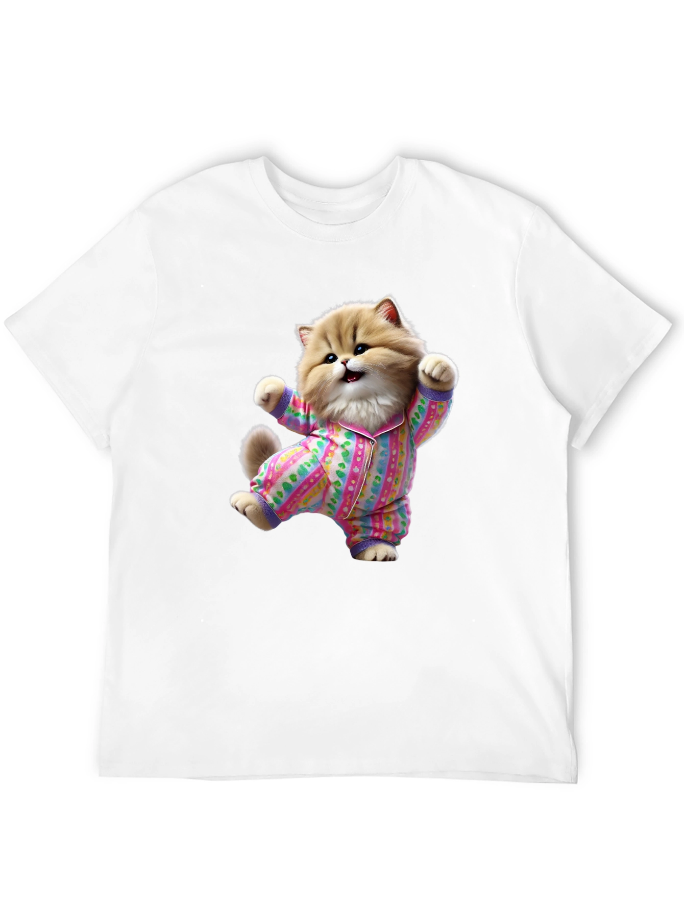 Black Cute Cat Pajamas T-Shirt - Fun Novelty Tee view 12