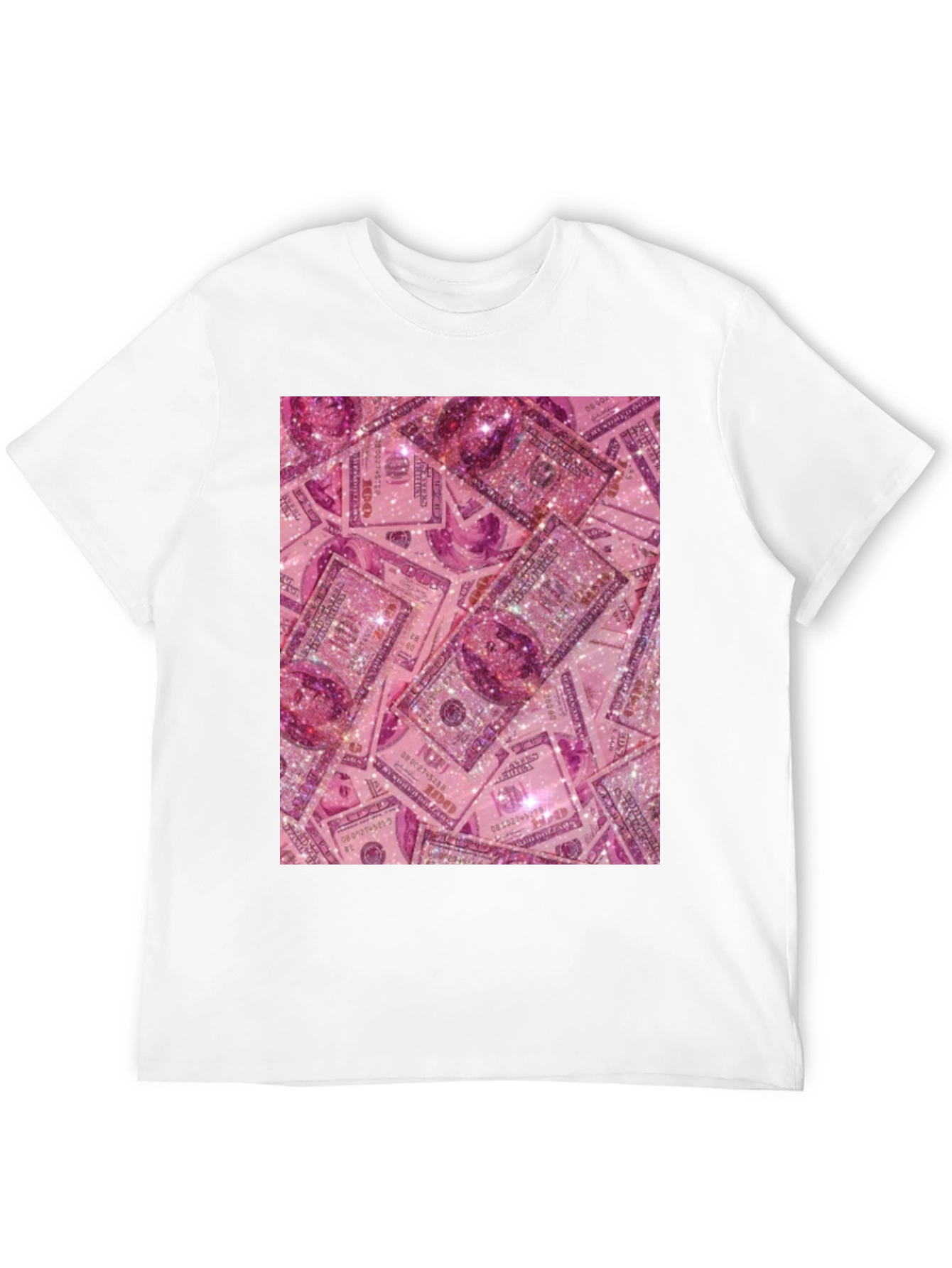 Black Pink Money Graphic Tee - Novelty Black T-Shirt view 12