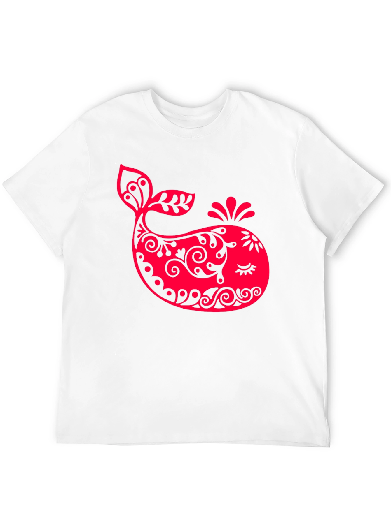 Black Red Whale Graphic Print Black T-Shirt view 12