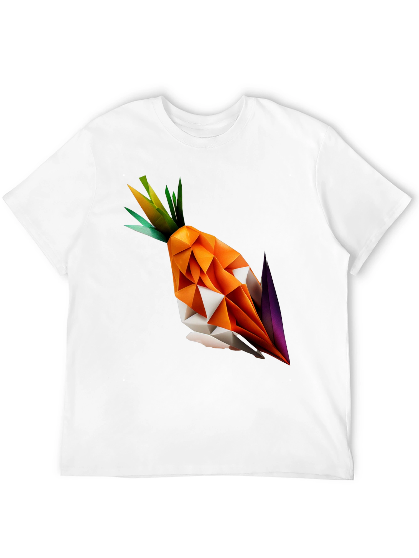 Black Geometric Origami Carrot Black T-Shirt view 12