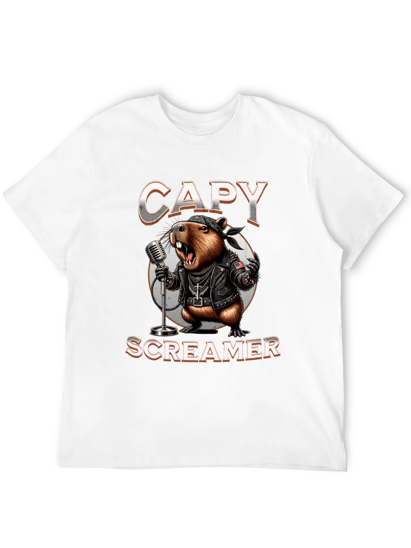Black Capy Screamer T-Shirt - Rocker Capybara Design view 12