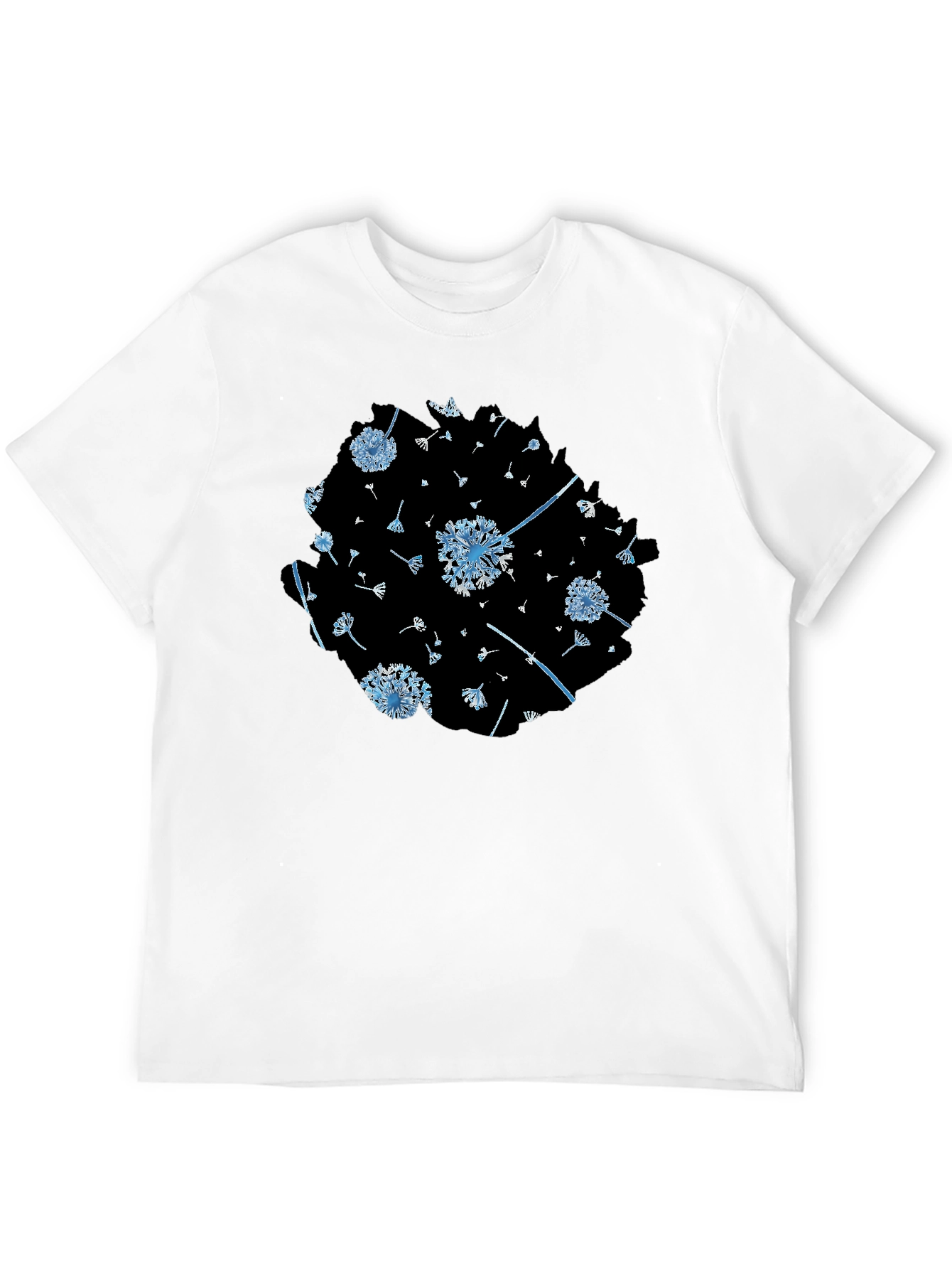 Black Dandelion Print Black Tee - Stylish & Unique Design view 12
