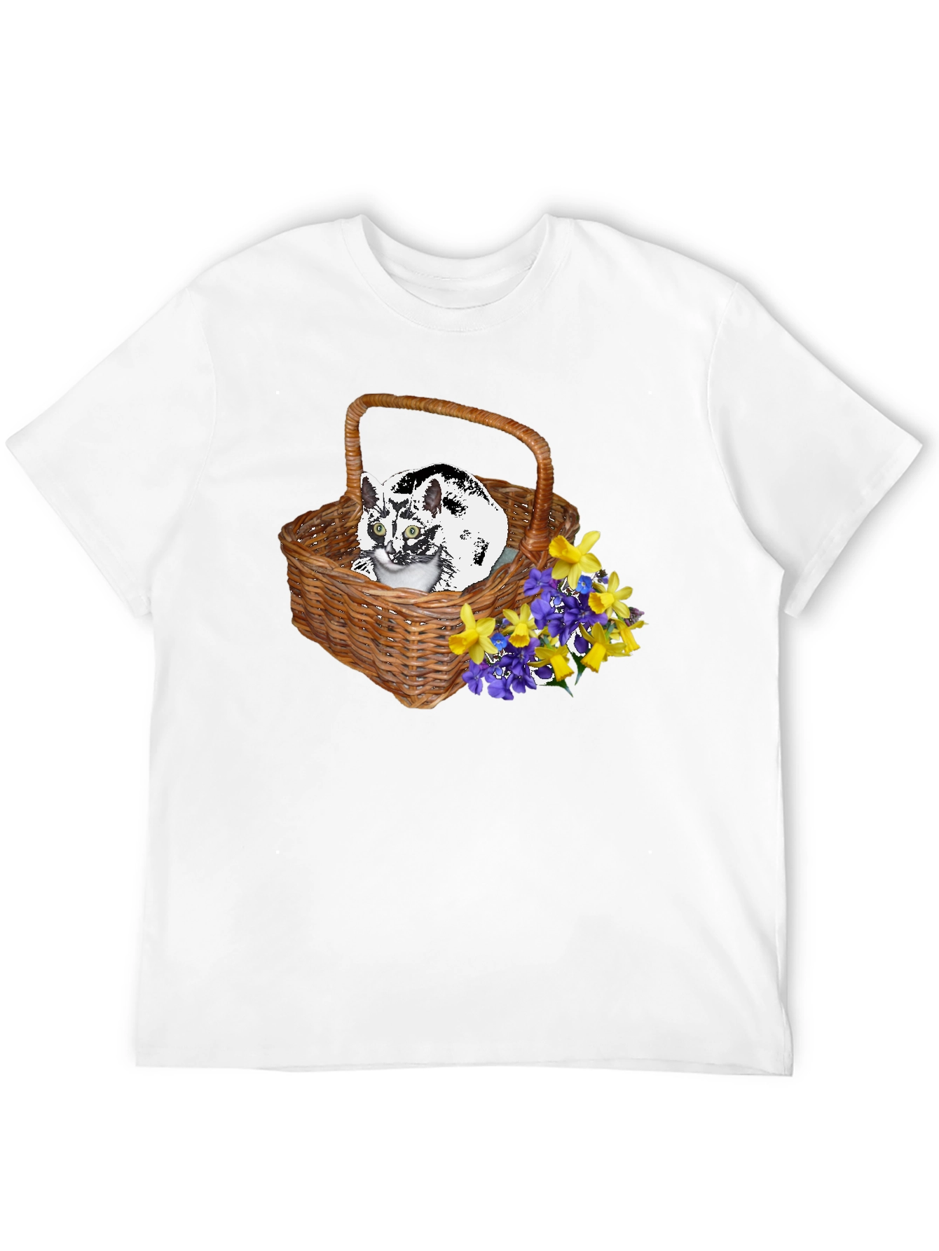 Black Cat in Basket Tee - Floral Accent view 12