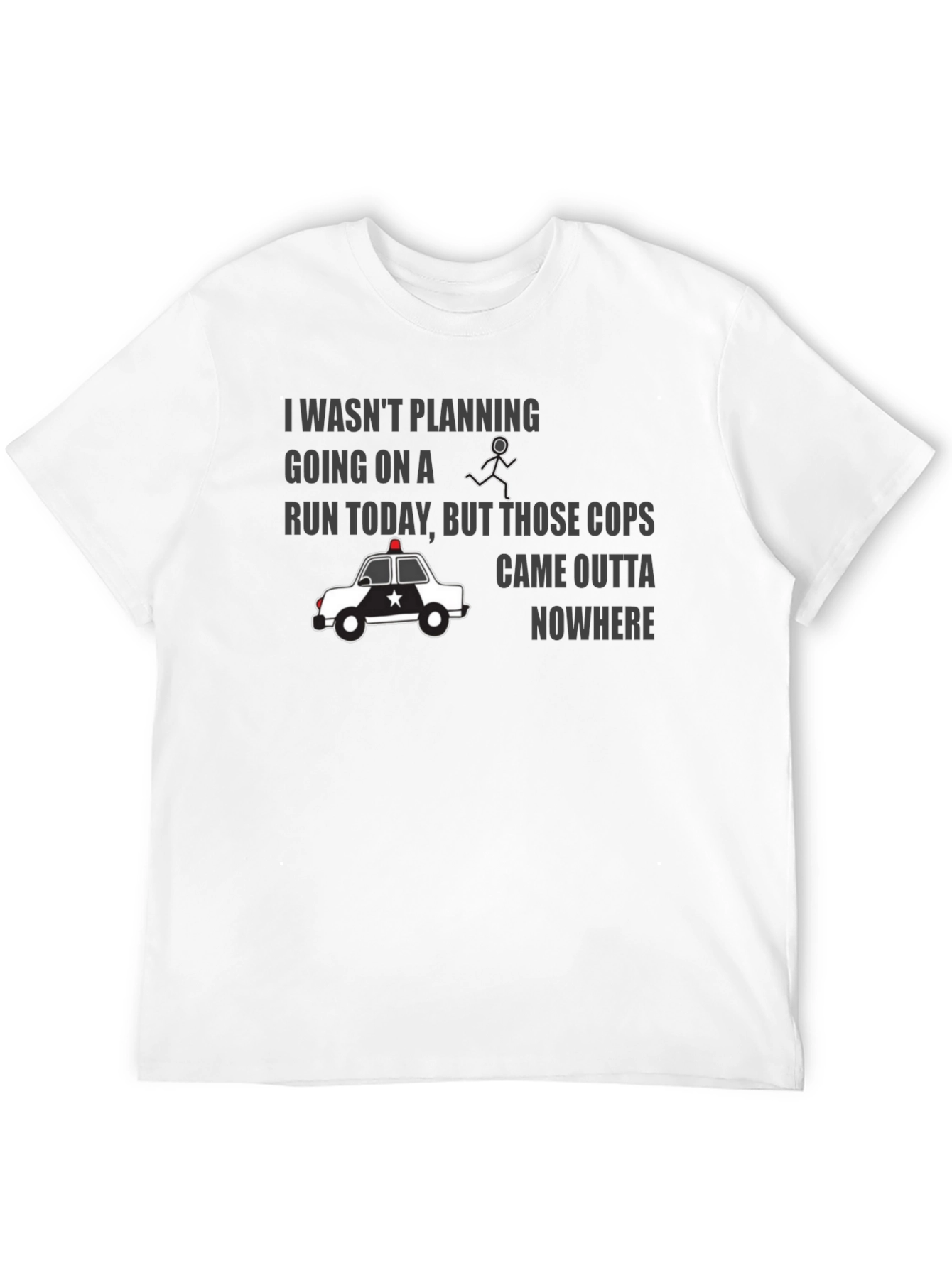 Black Funny Police Chase Graphic T-Shirt view 12