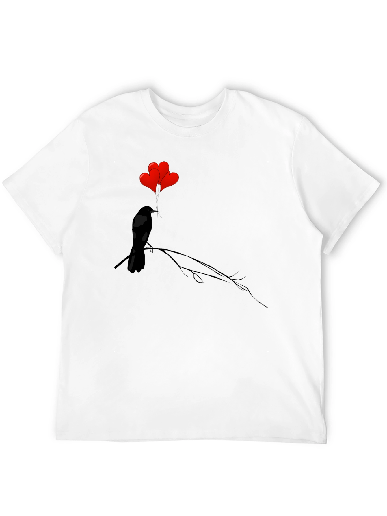 Black Black Bird Heart Balloons Graphic Tee view 12