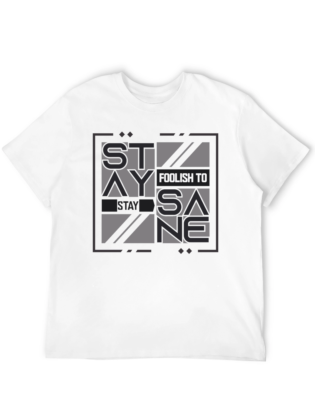 Black Stay Foolish Stay Sane Graphic Tee - Black Cotton Casual view 12