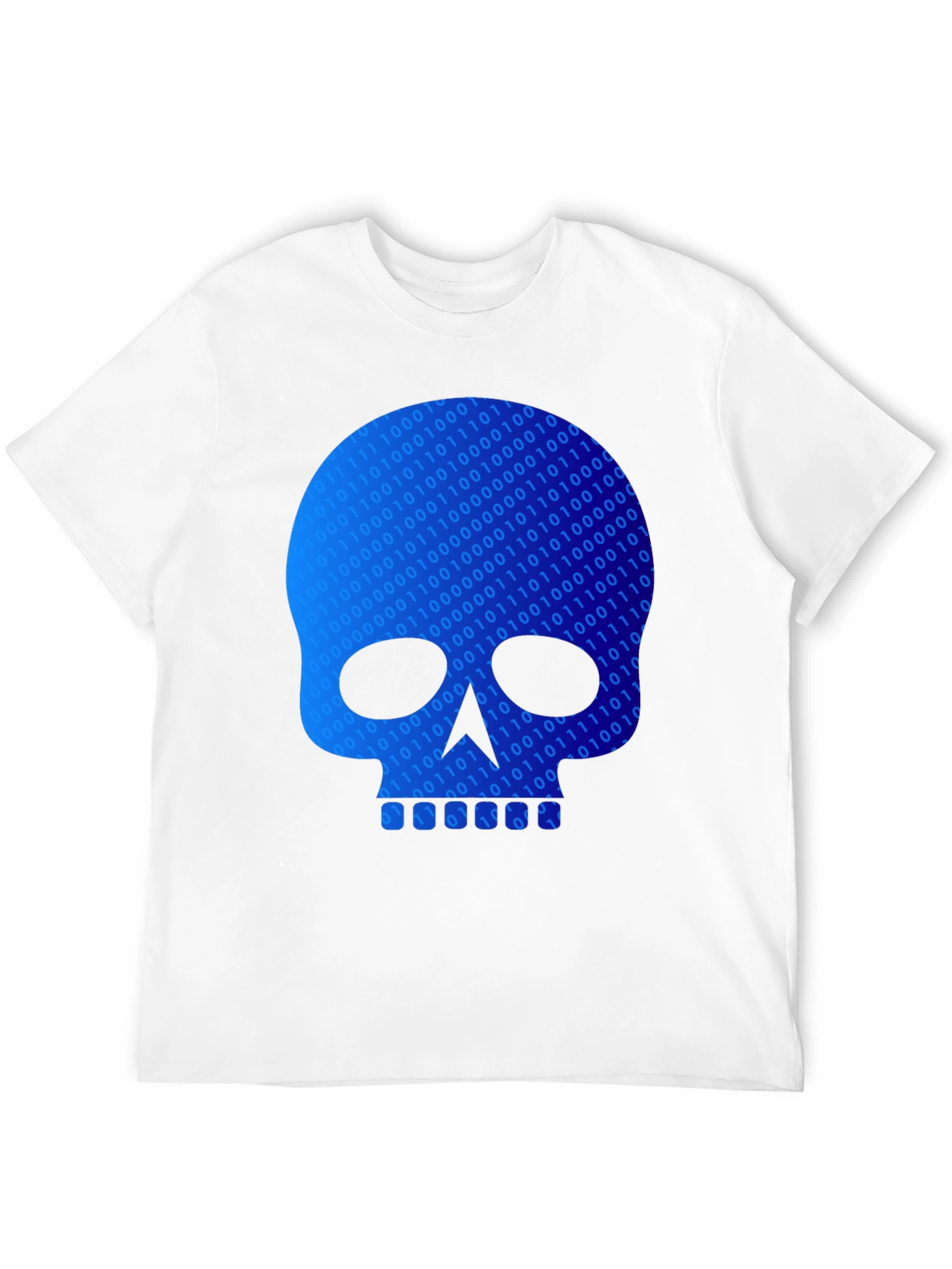 Black Binary Code Skull Graphic T-Shirt - Black view 12