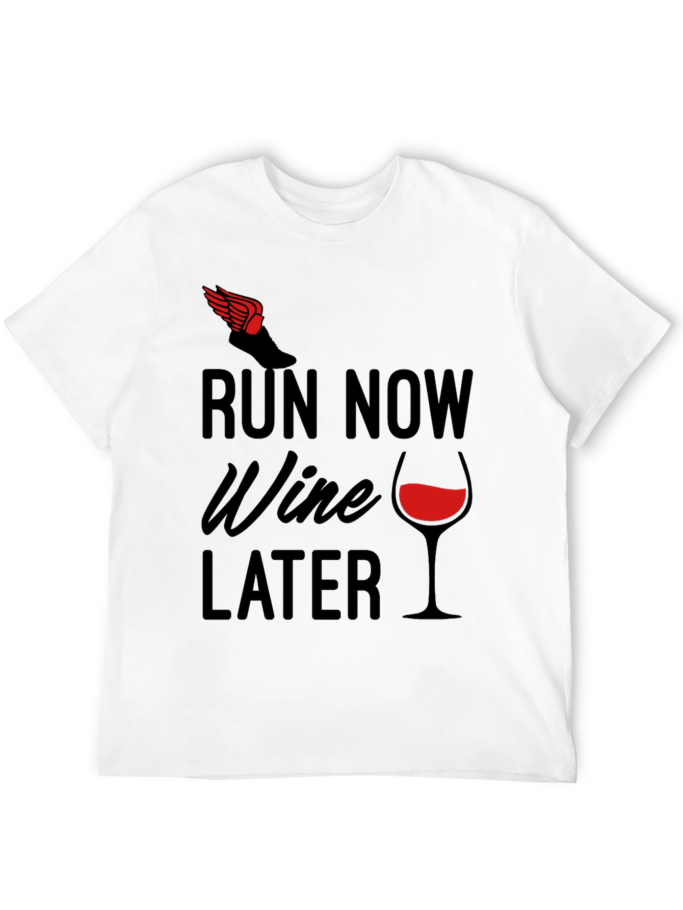 Black Run Now Wine Later Graphic Tee view 12