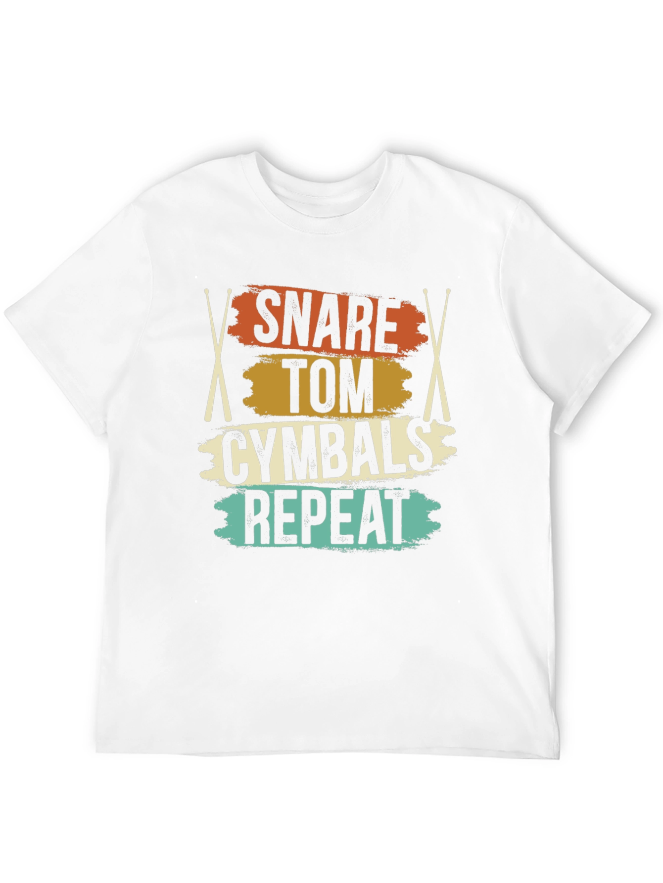 Black Snare Tom Cymbals Repeat Drummer T-Shirt view 12