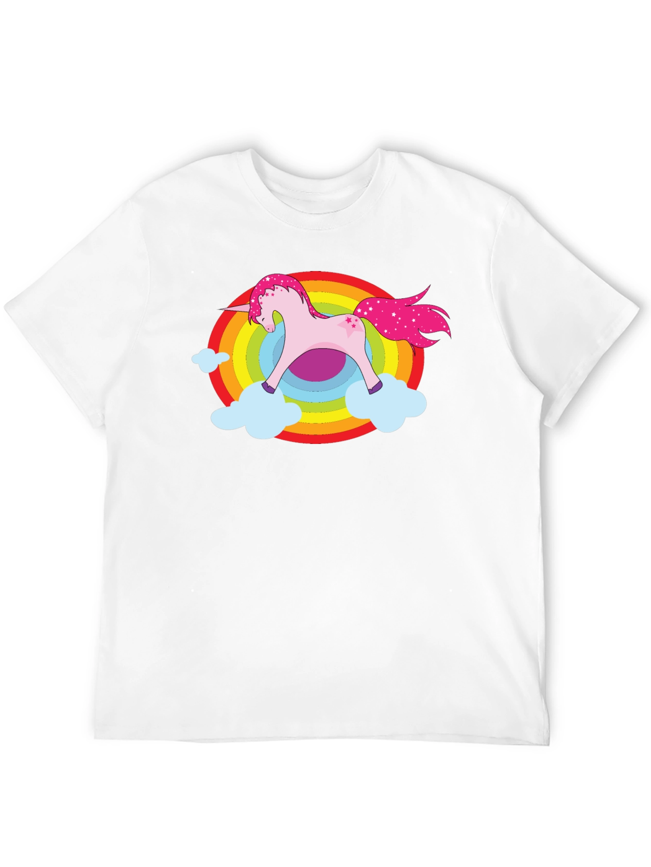 Black Unicorn Rainbow Cloud Graphic Black T-Shirt view 12