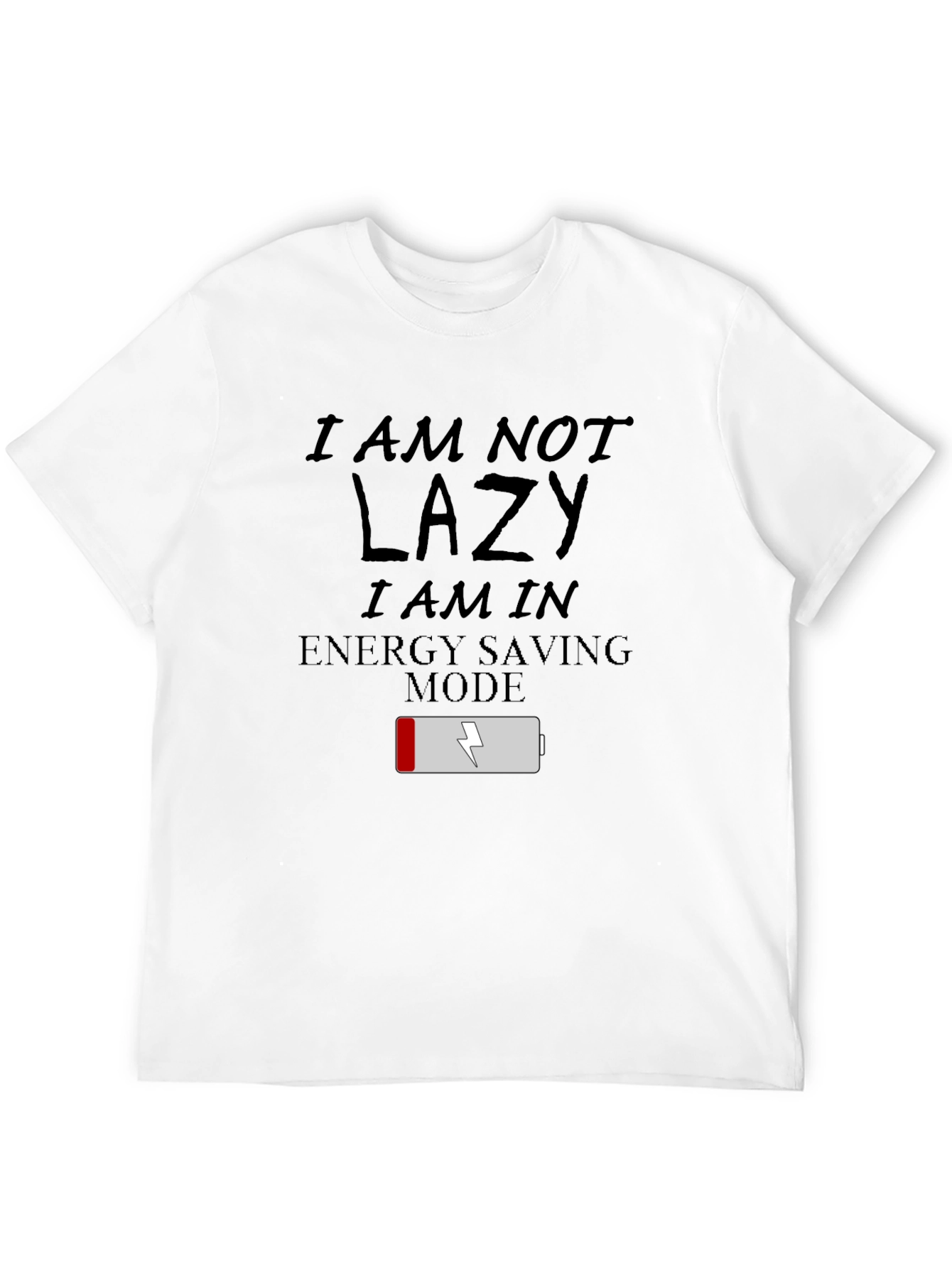 Black Lazy Energy Saving Mode T-Shirt view 12