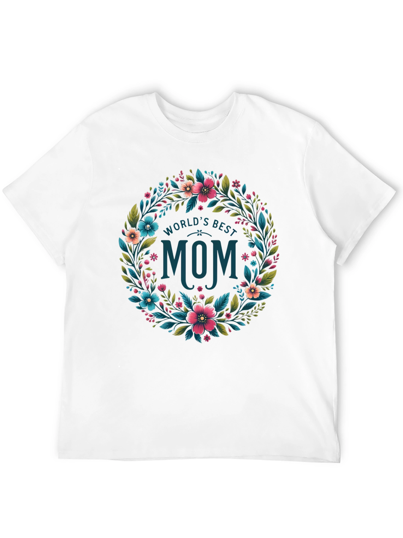 Black World's Best Mom Floral Wreath T-Shirt - Black view 12