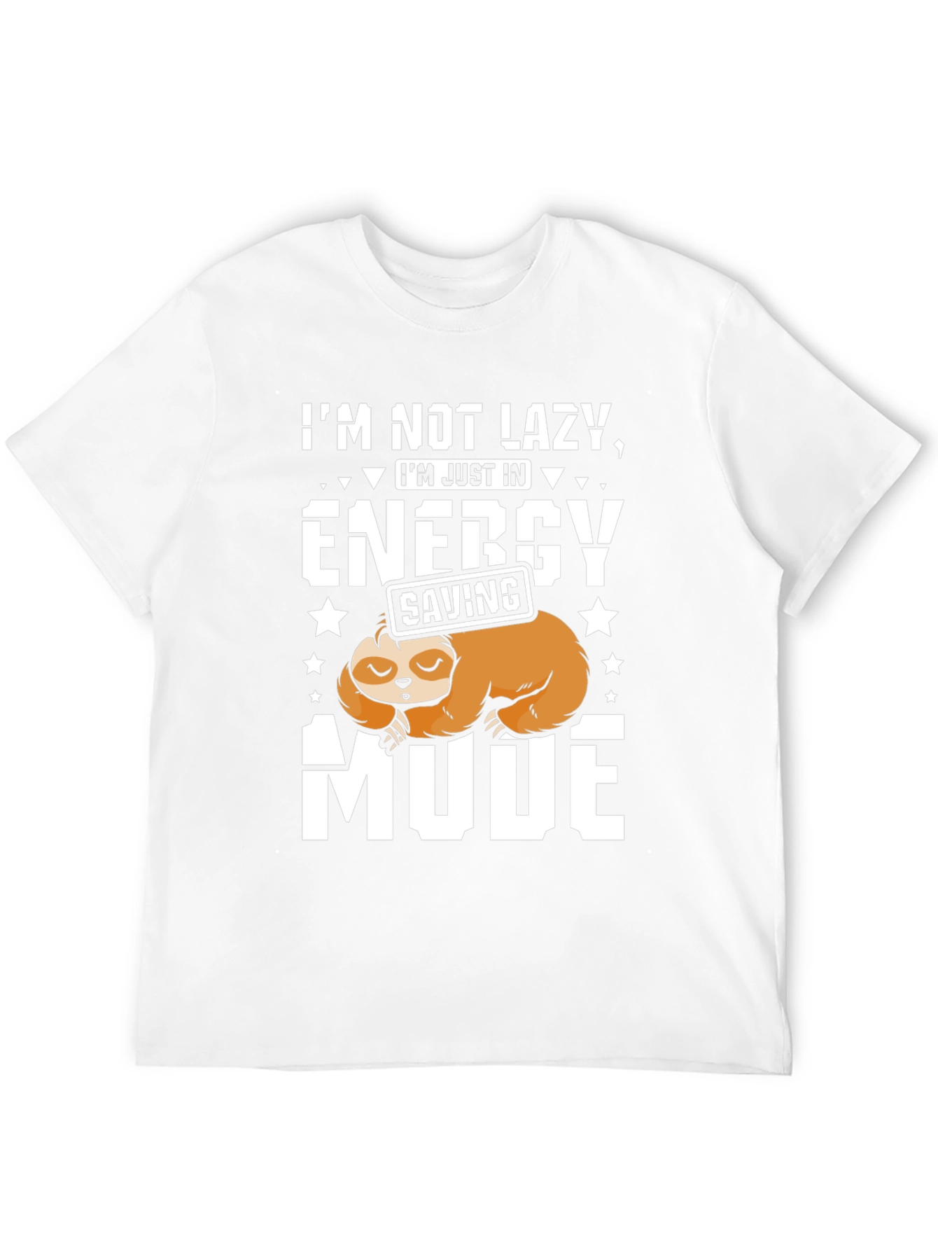 Black Lazy Sloth Energy Saving Mode Graphic T-Shirt view 12