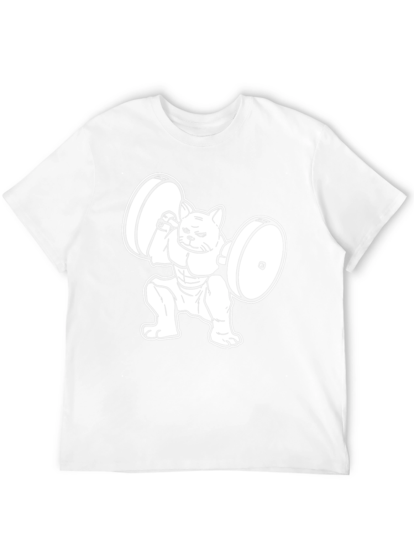 Black Funny Cat Lifting Weights Black T-Shirt view 12