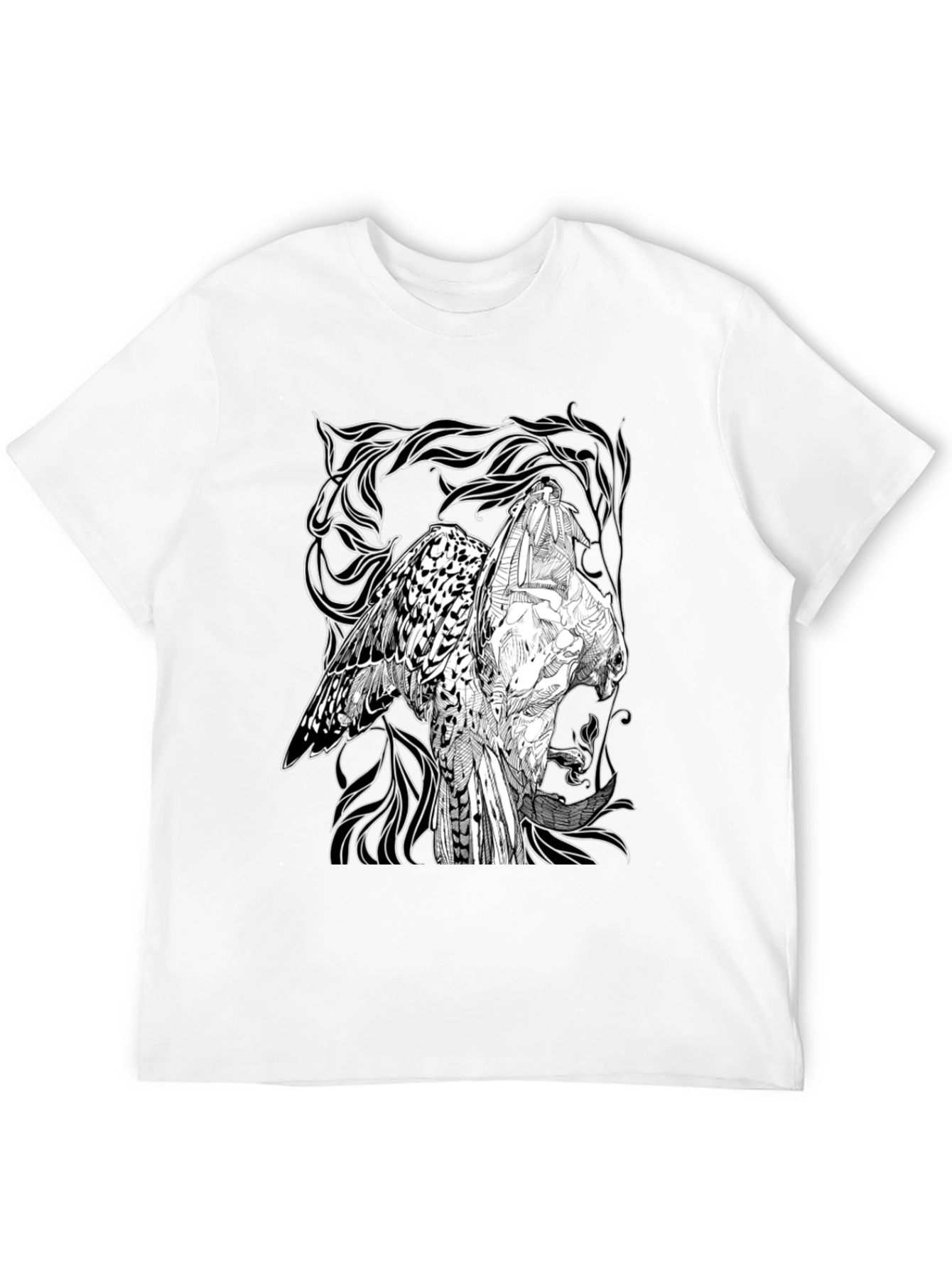 Black Graphic Owl T-Shirt - Black Cotton Tee view 12