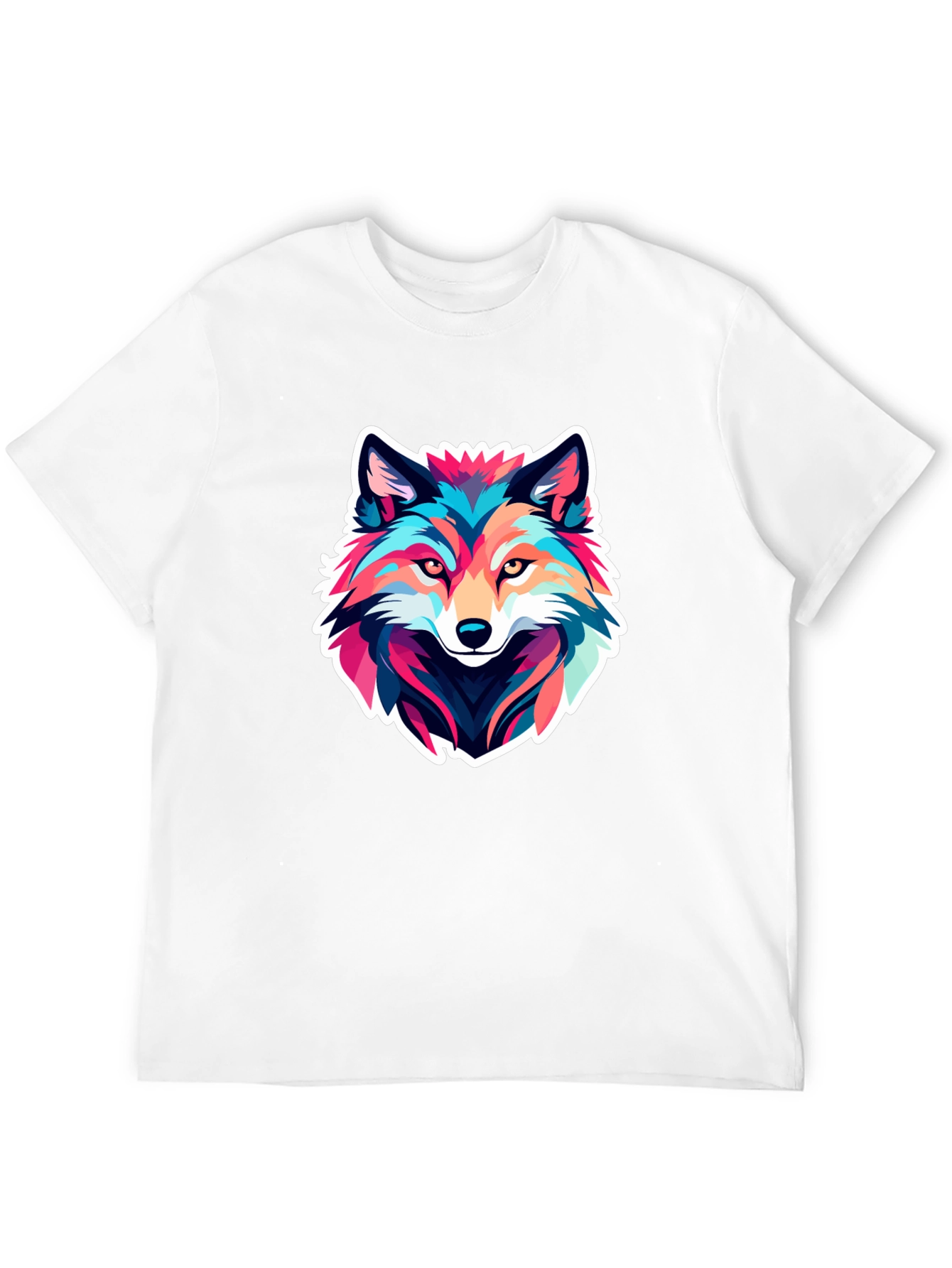 Black Colorful Wolf Graphic Black T-Shirt view 12