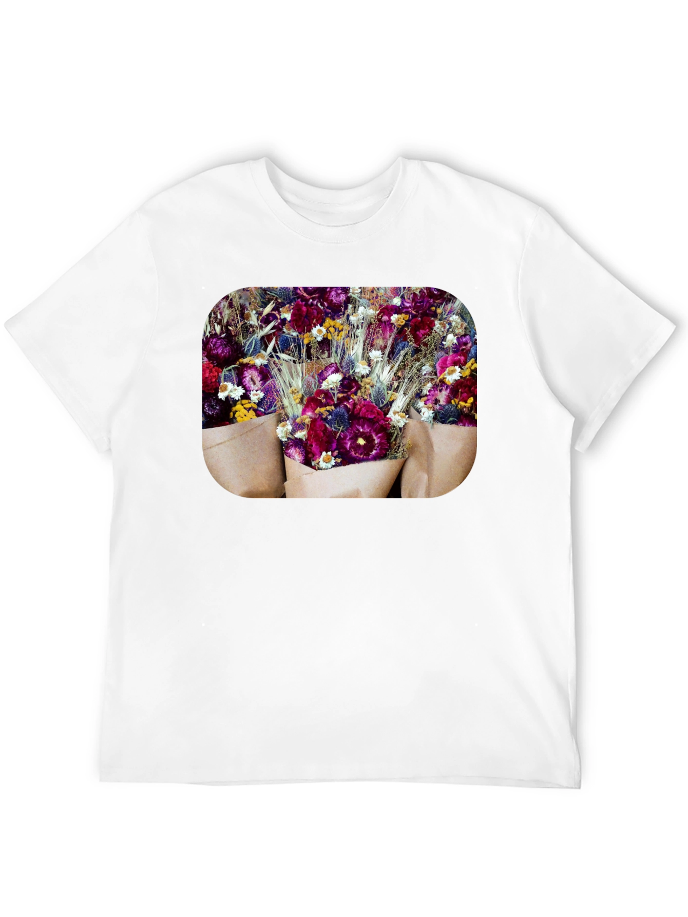 Black Floral Bouquet Graphic Print Black T-Shirt view 12
