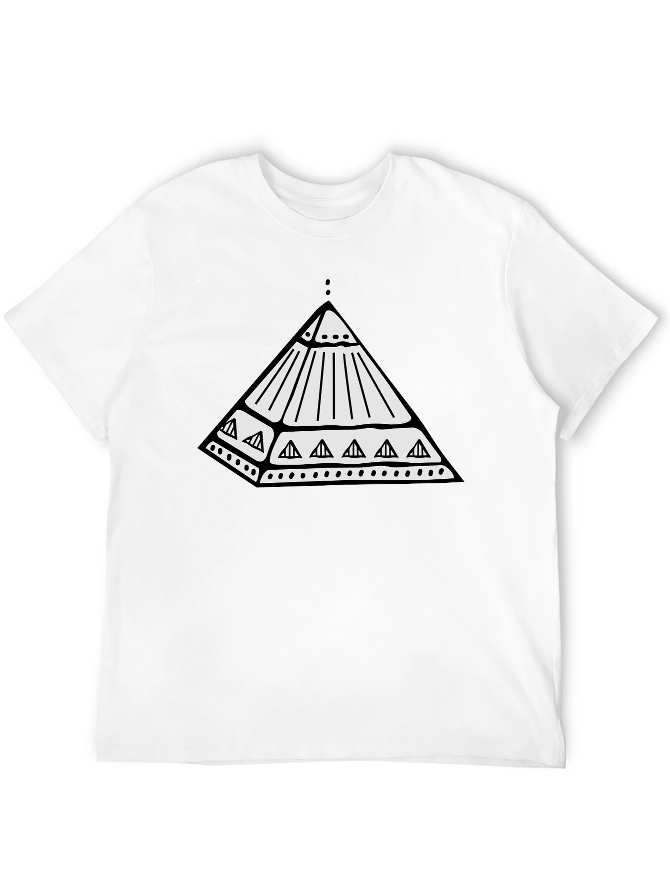 Black Geometric Pyramid Tee - Black Cotton T-Shirt view 12