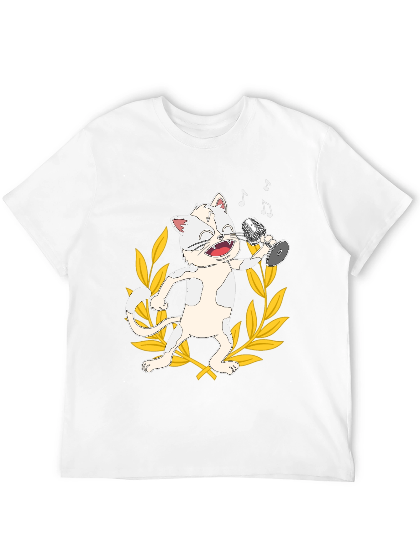 Black Singing Cat Graphic Tee - Black Cotton T-Shirt view 12