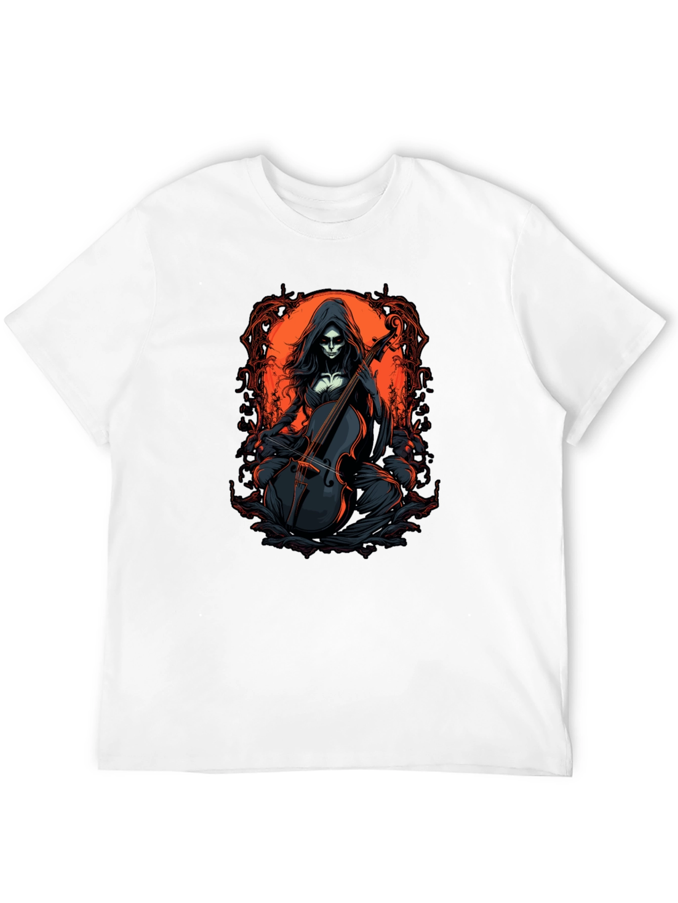 Black Grim Reaper Cello T-Shirt view 12