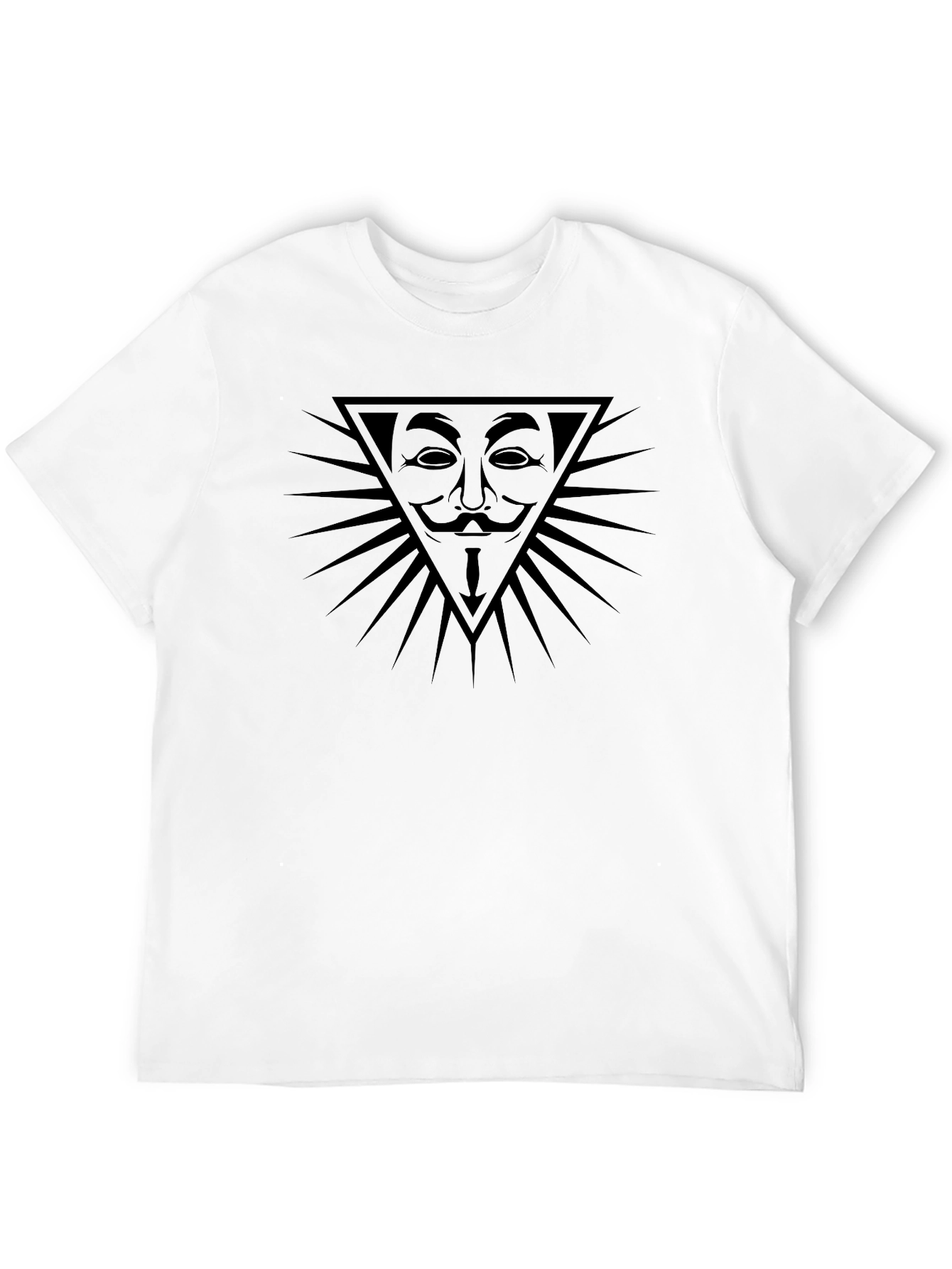 Black Anonymous Mask Graphic Tee - Black Cotton T-Shirt view 12
