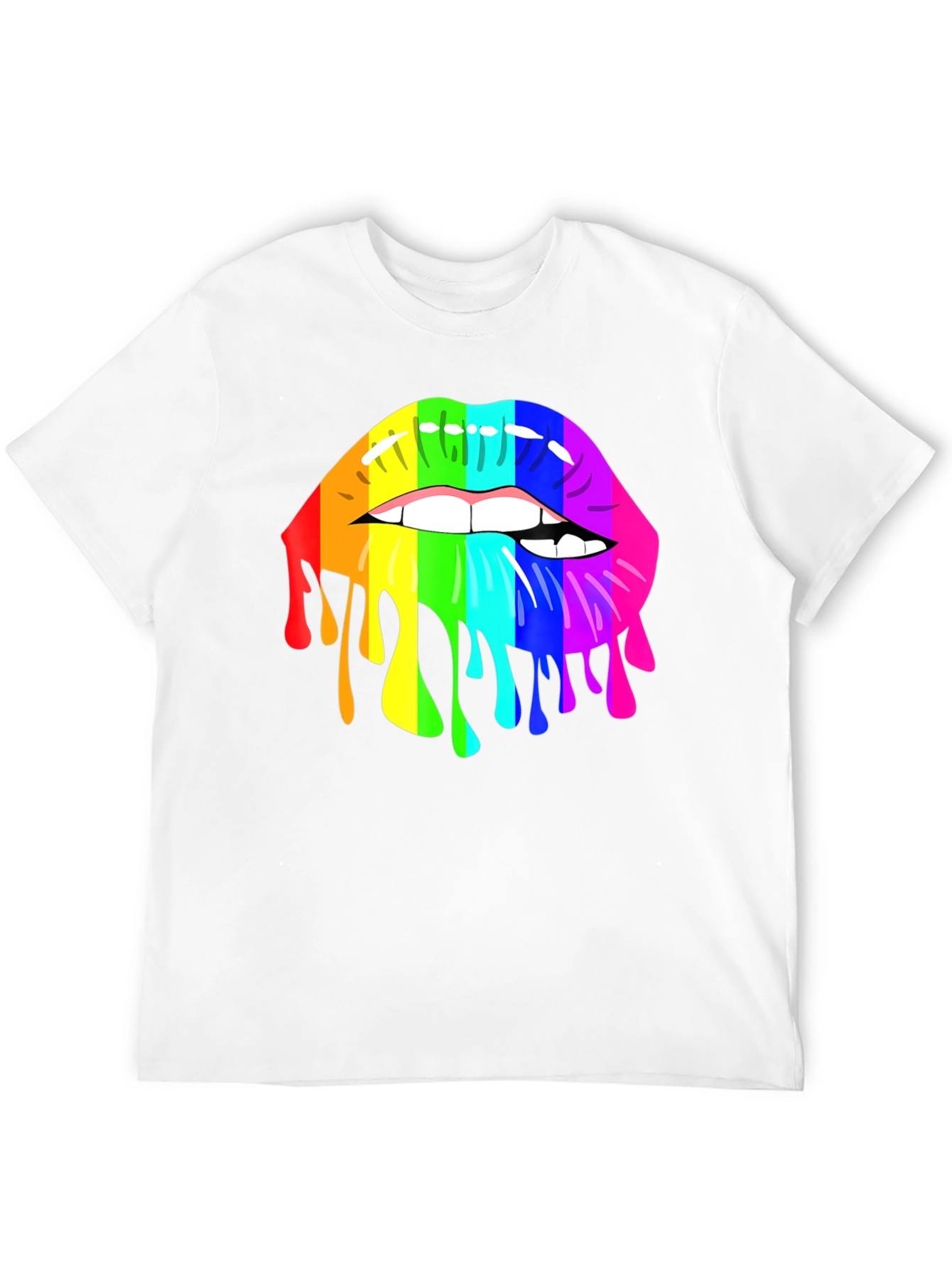 Black Rainbow Lips Graphic T-Shirt - Unisex Black Tee view 12