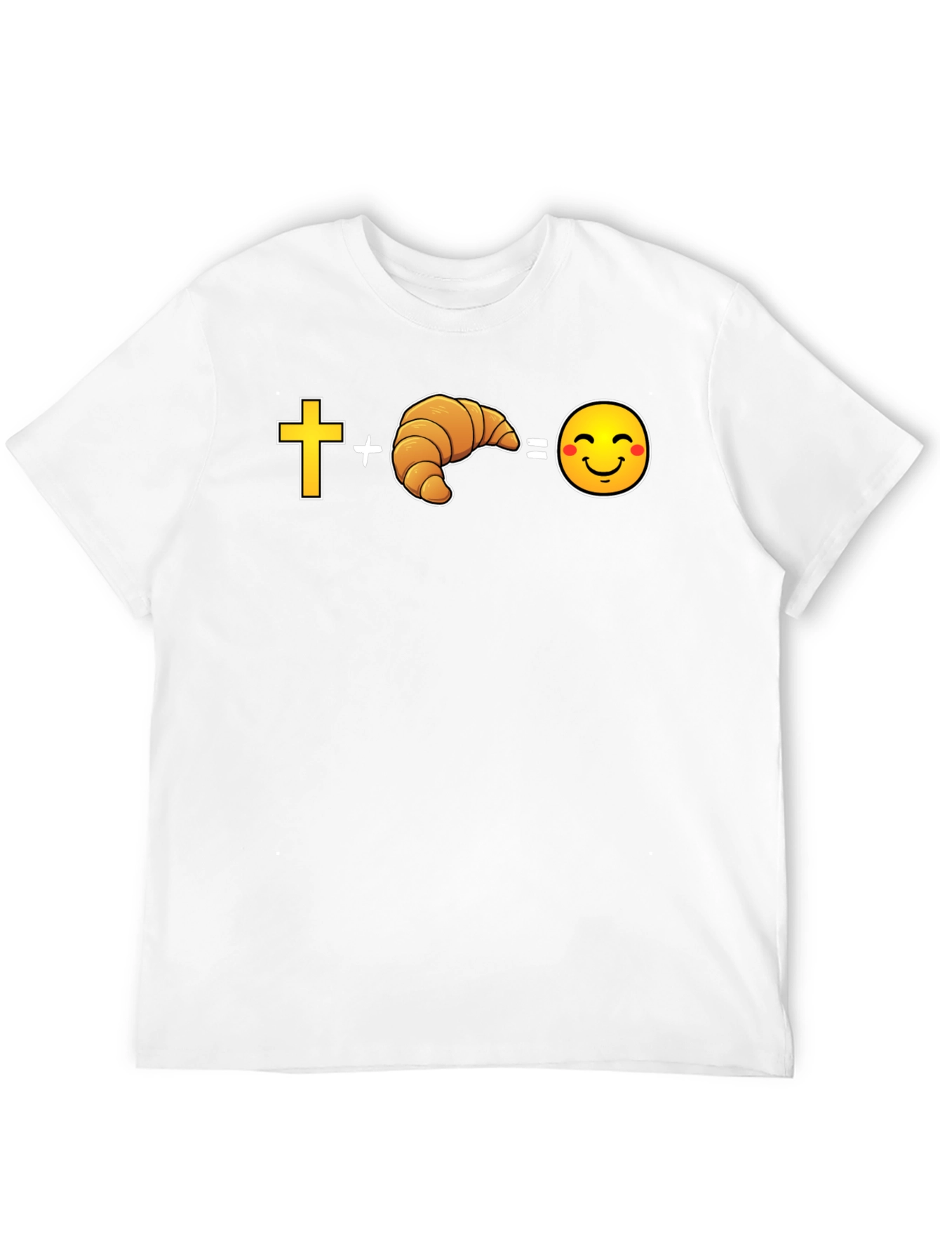 Black Cross Plus Croissant Equals Happy Face Graphic Tee view 12