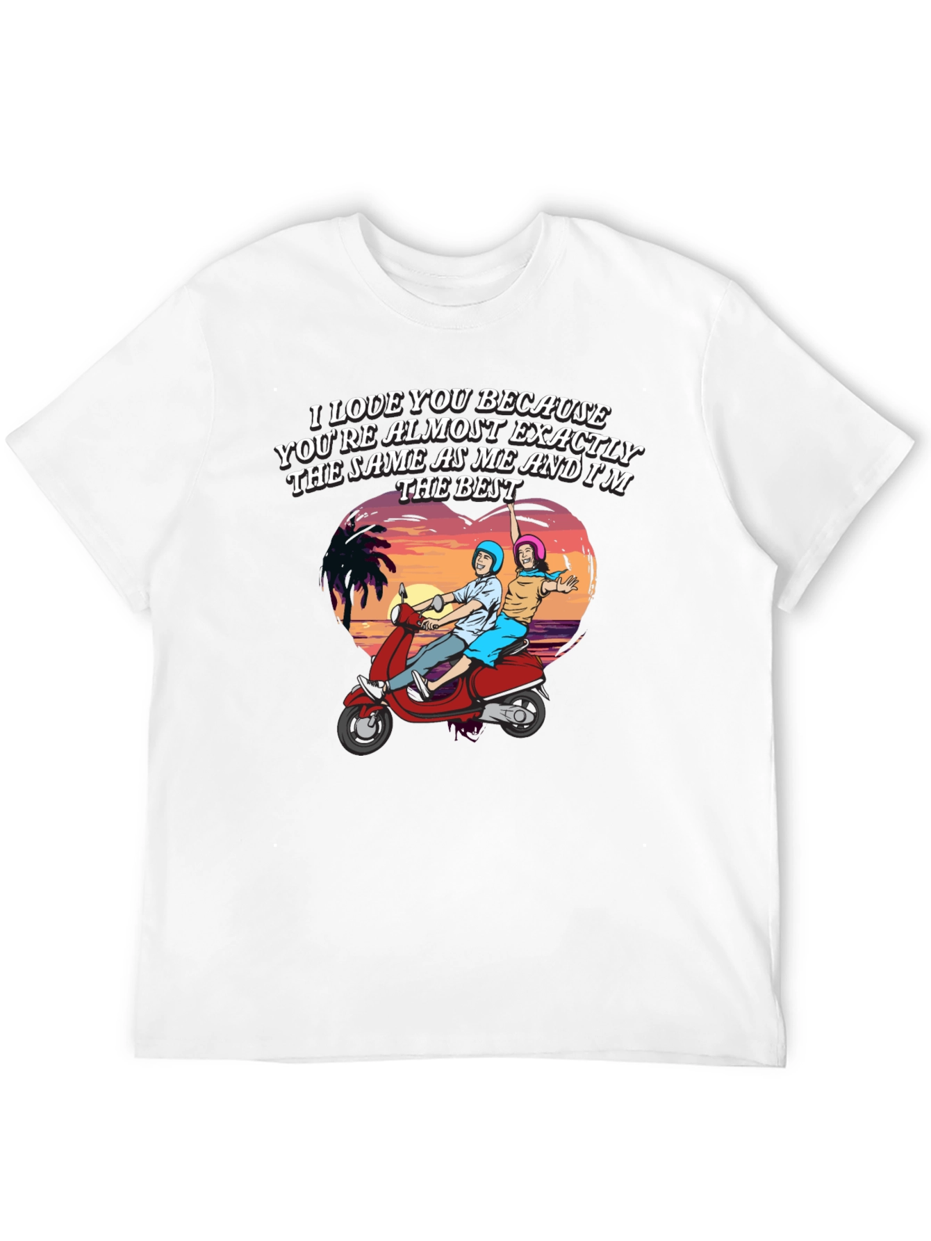 Black I Love You Because T-Shirt, Funny Matching Couple Tee view 12