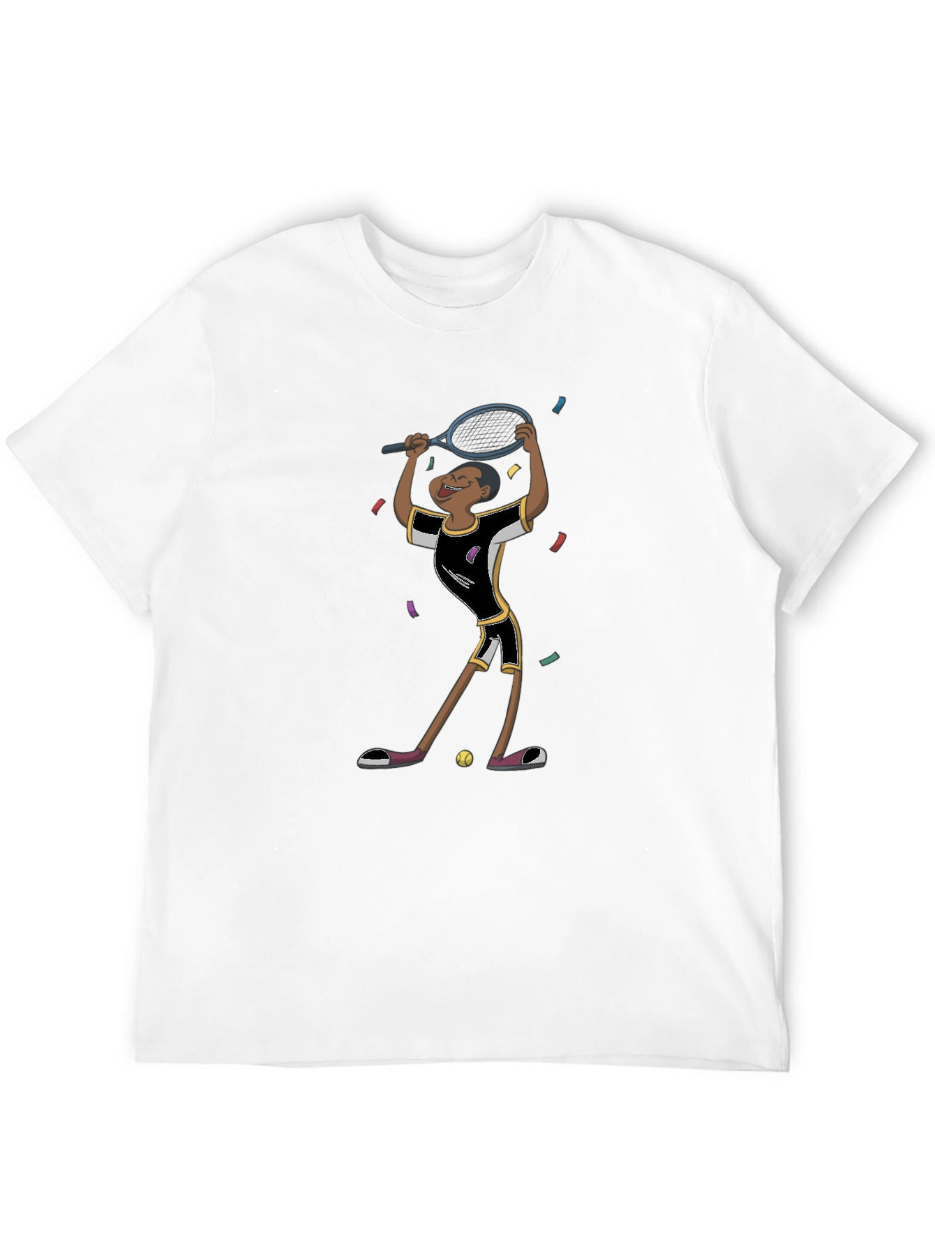 Black Tennis Player Graphic T-Shirt - Black Cotton Tee view 12