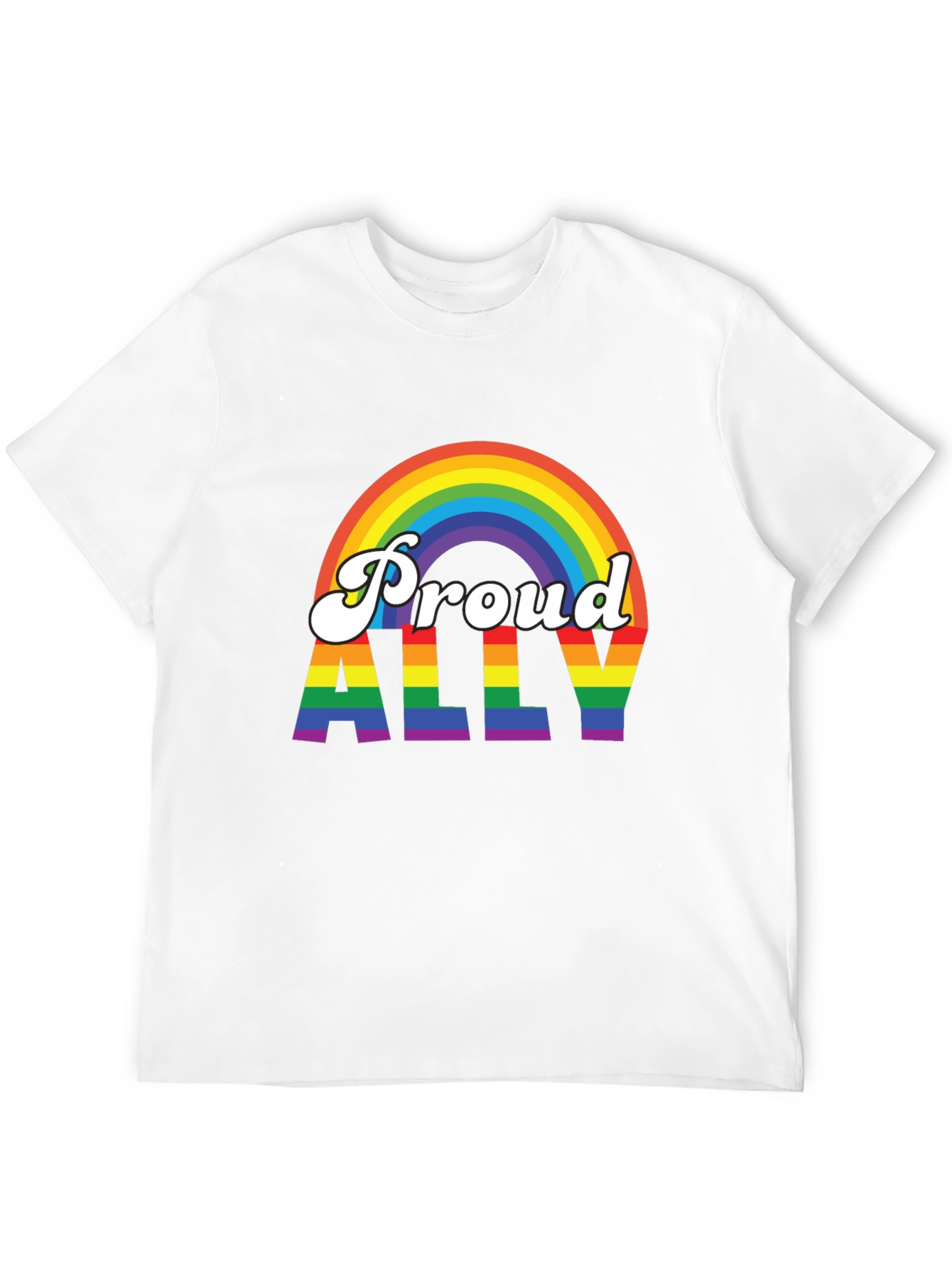 Black Proud Ally Rainbow Graphic T-Shirt view 12
