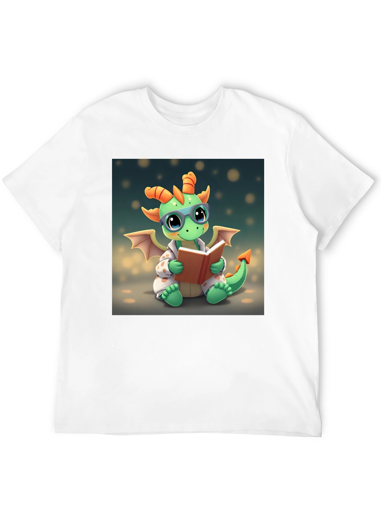 Black Cute Dragon Reading Book Graphic Tee view 12