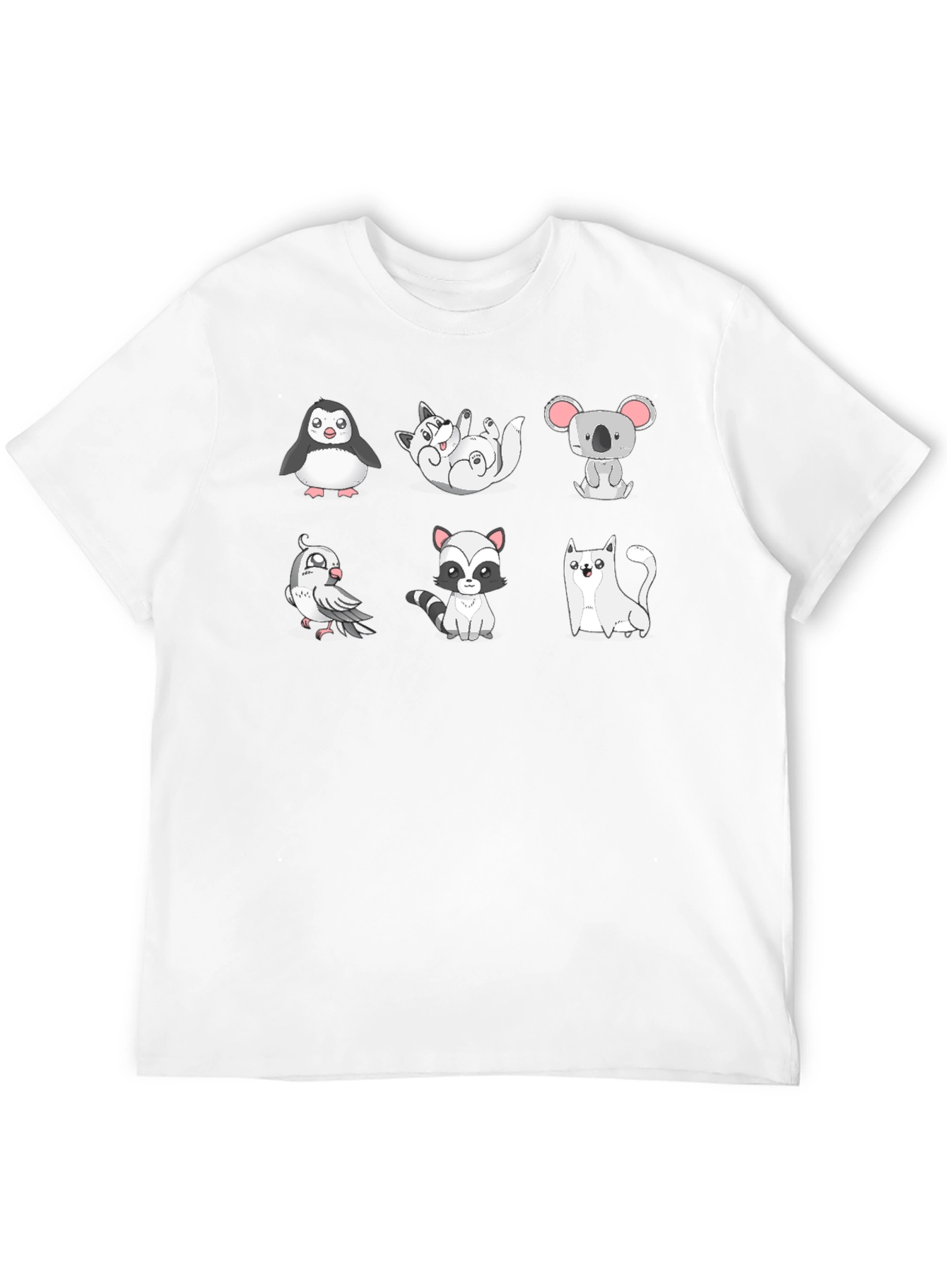 Black Cute Animals Graphic Black T-Shirt view 12