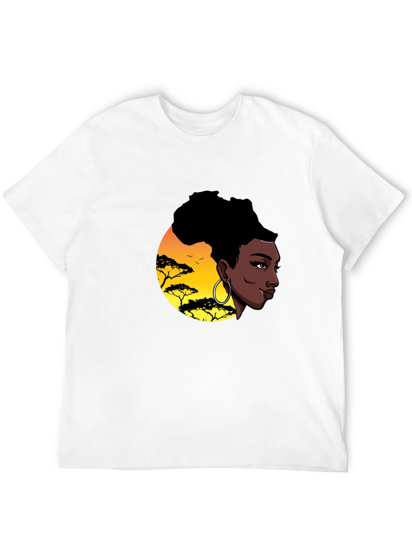 Black Stylish Black T-Shirt with African Sunset Graphic view 12
