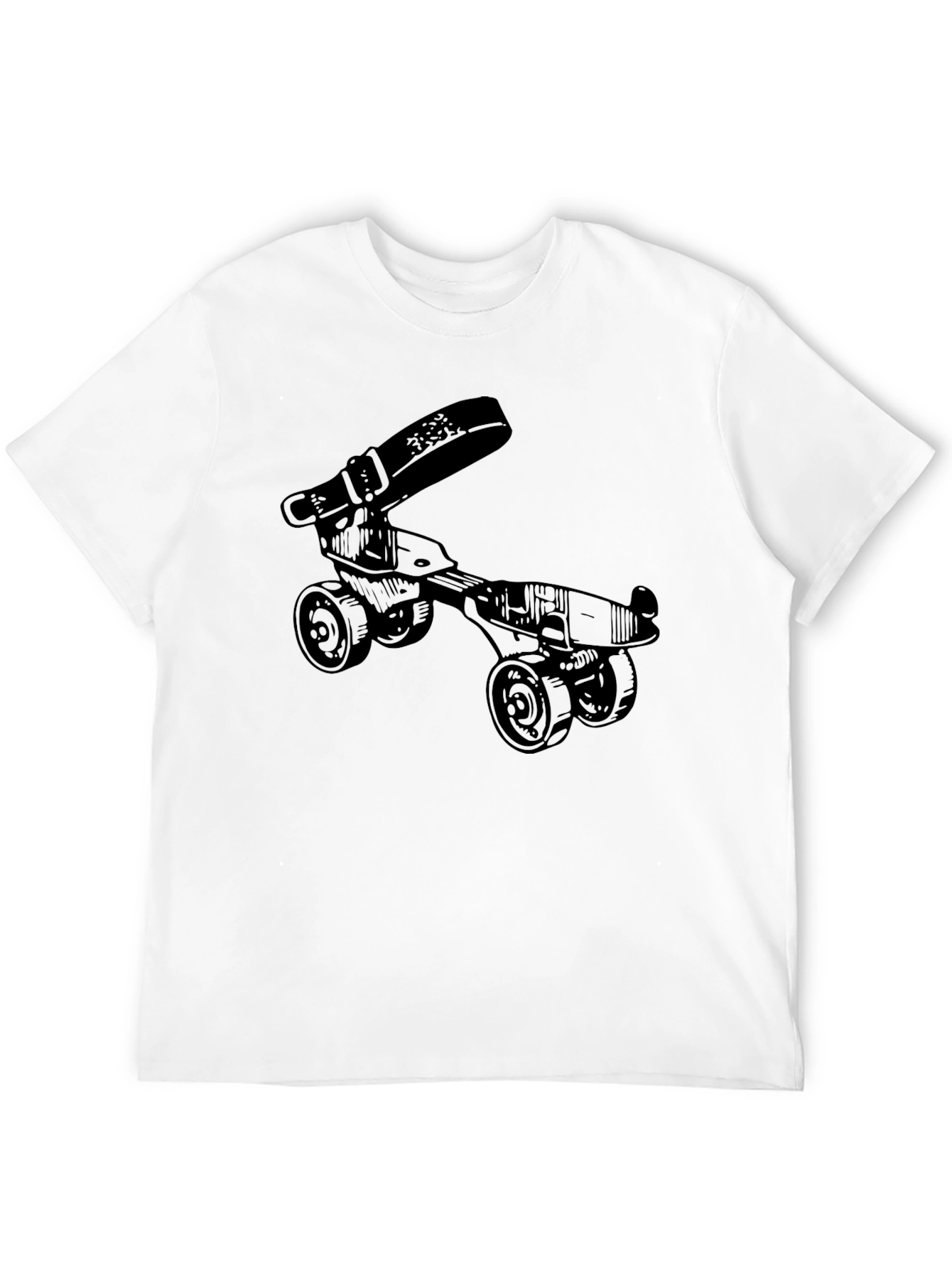 Black Novelty Roller Skate T-Shirt - Retro Style Black Tee view 12