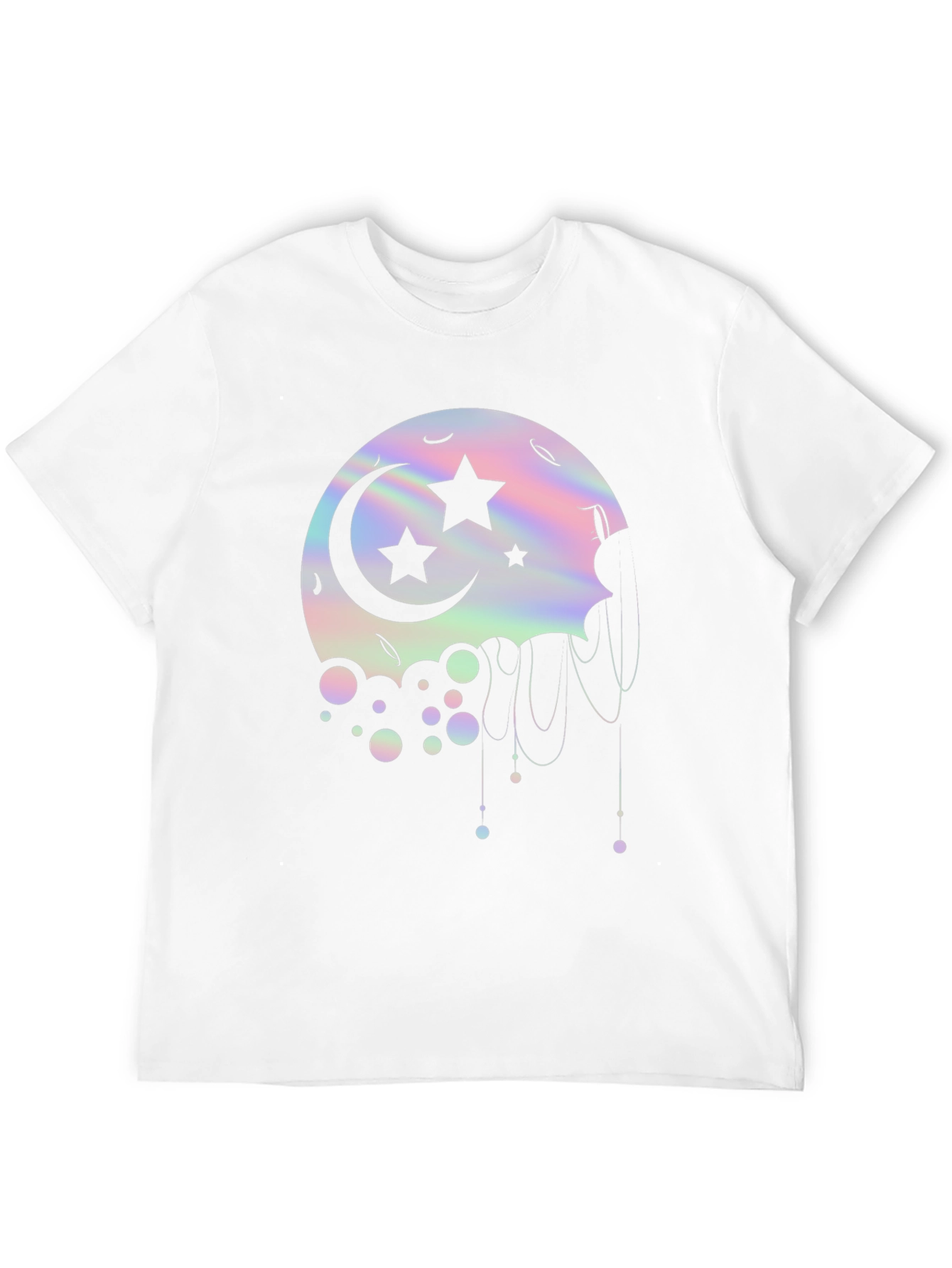 Black Dreamy Moon Stars Graphic Tee - Black Cotton T-Shirt view 12