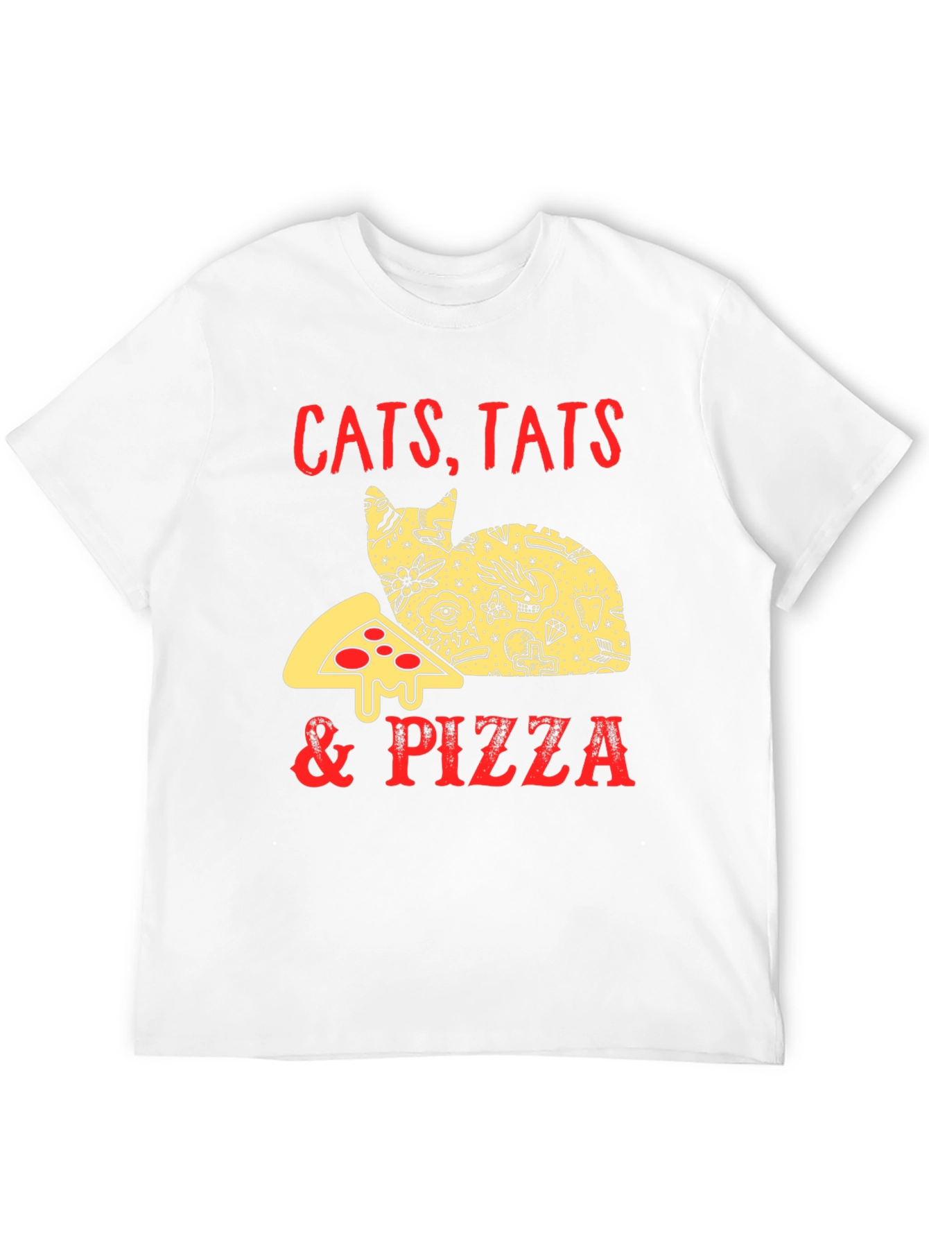 Black Cats Tats & Pizza Funny Graphic T-Shirt view 12