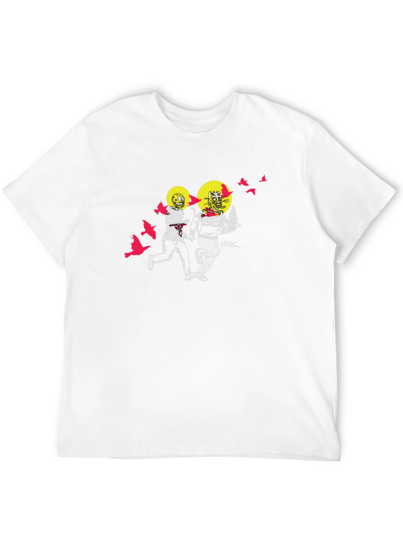 Black Illustrated Graphic Print Black Crew Neck T-Shirt view 12